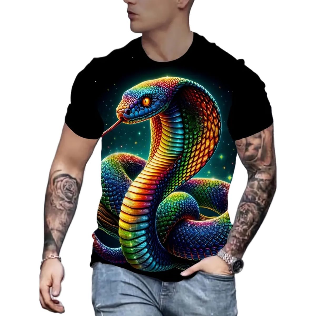 3D Graphic Print T-Shirts for Mens Casual Short Sleeve Tee Shirts Top