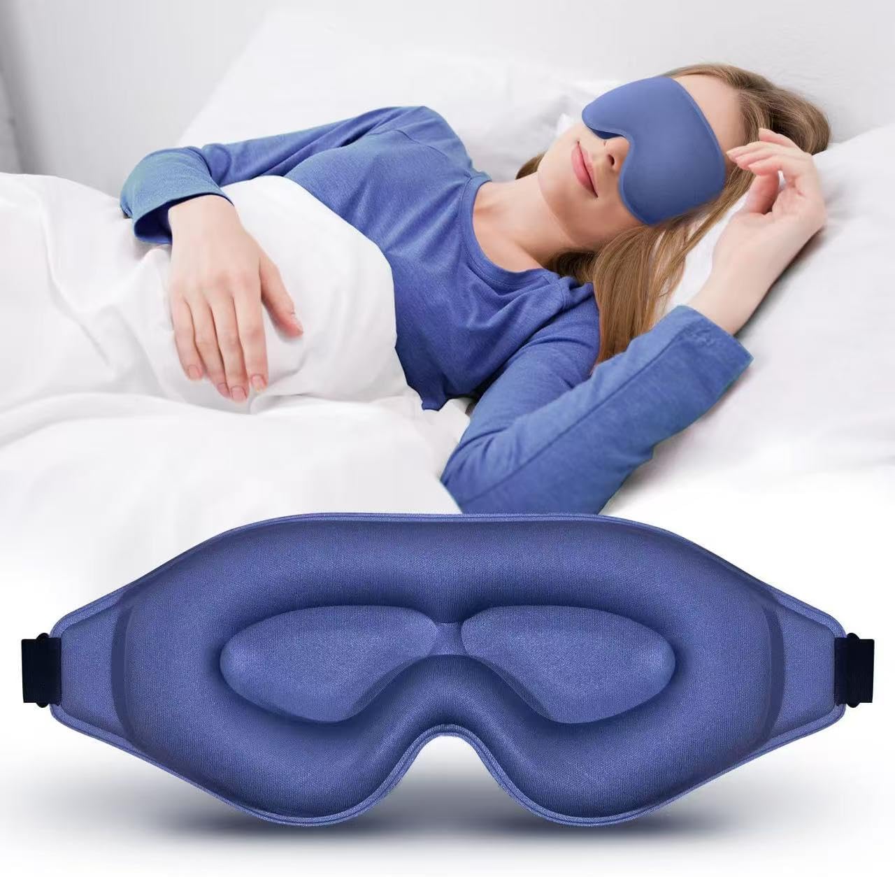 3D Sleep Eye Mask - Lash Extension Friendly, Adjustable Strap Blackout Blindfold for Men & Women, Travel & Sleep Aid (Pink)