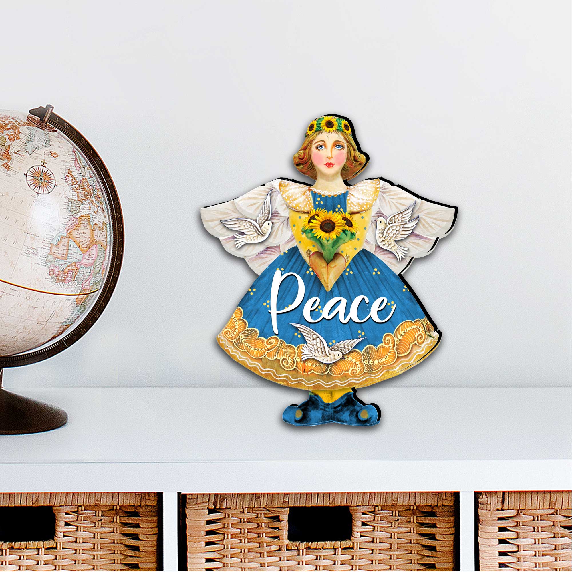 Peace for Ukraine Angel Door Hanger - International Decor - 8157616-3H