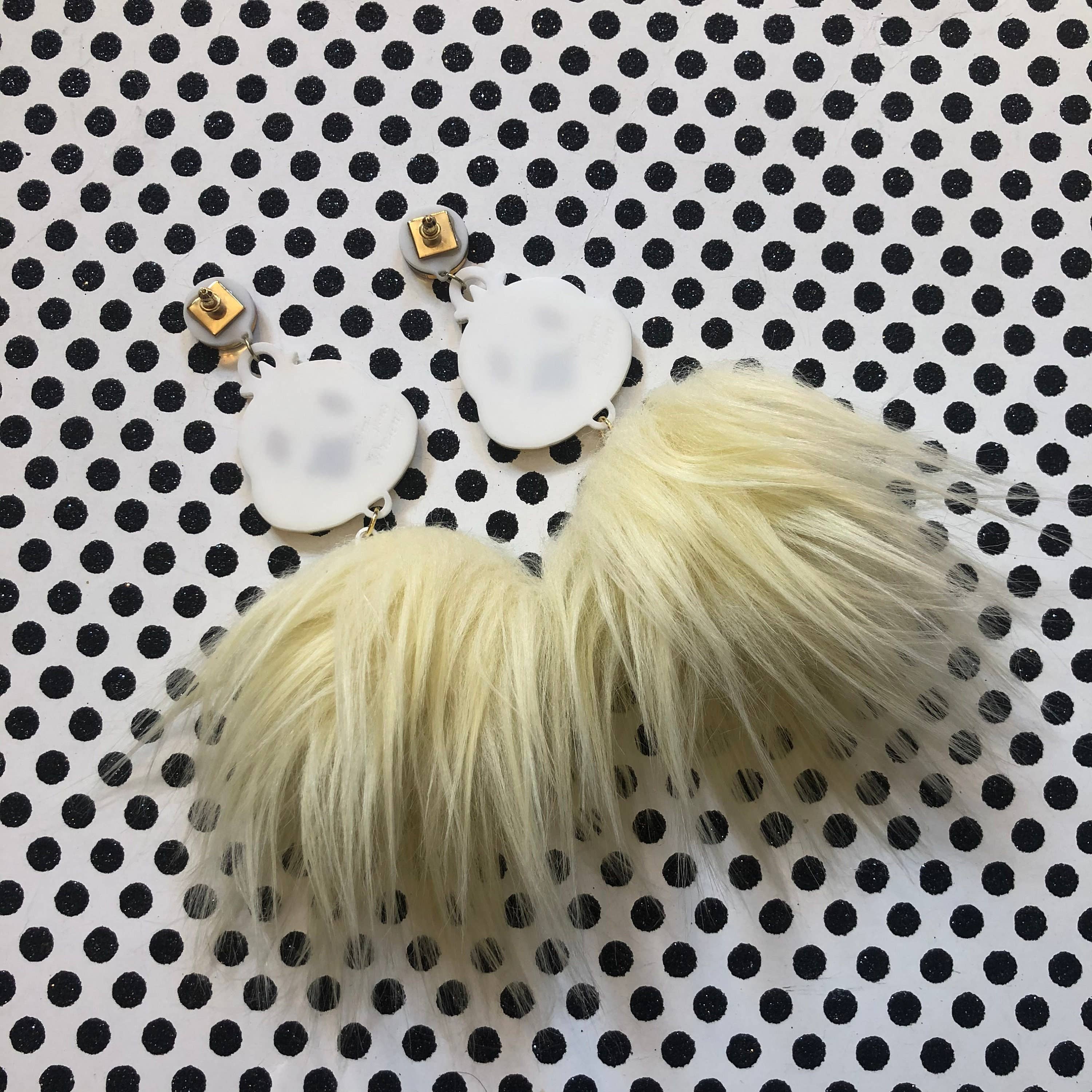 Pom Pom Fluffy Furry Chick Easter Earrings