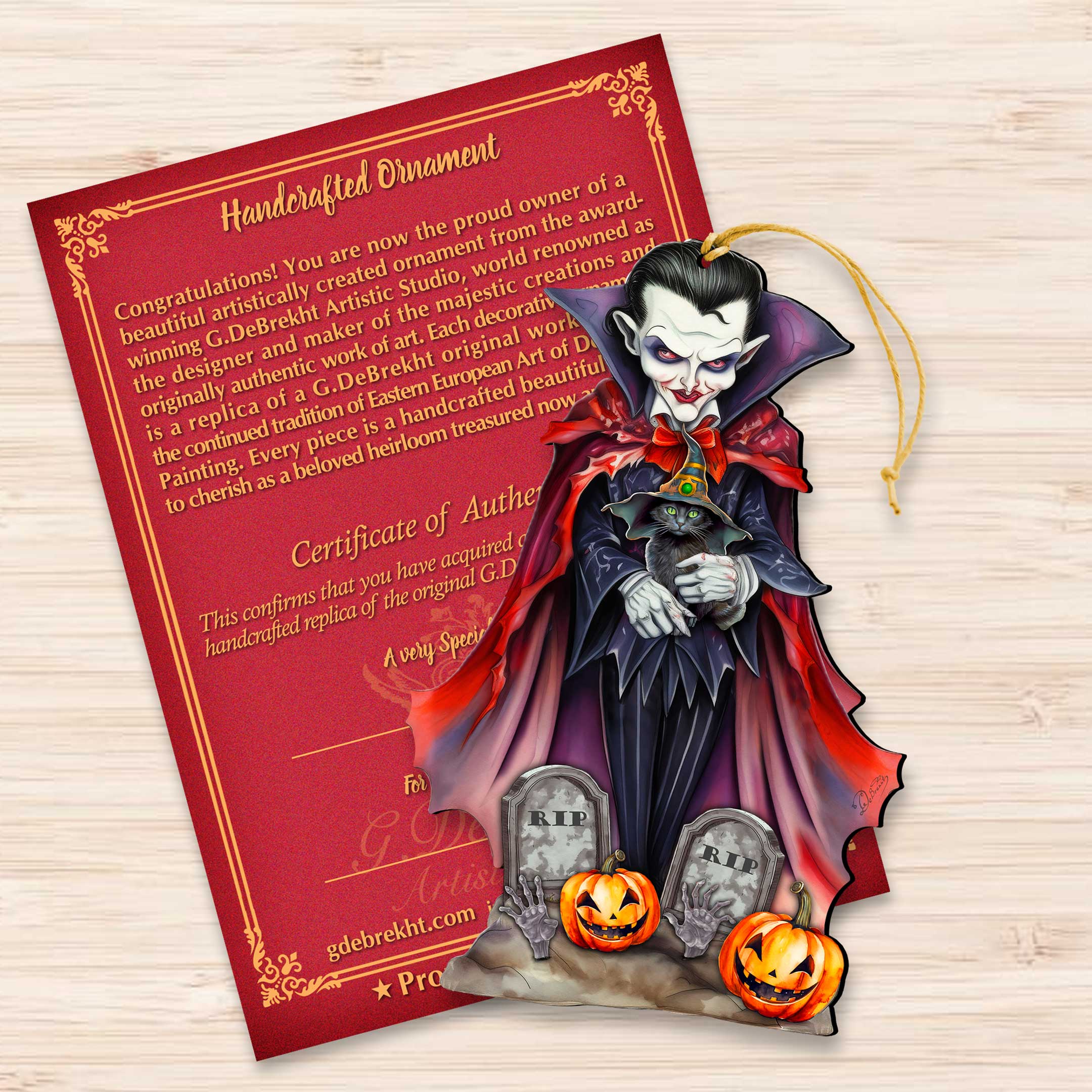 Dracula Wooden Ornaments by G. Debrekht - Halloween Decor - 8652822