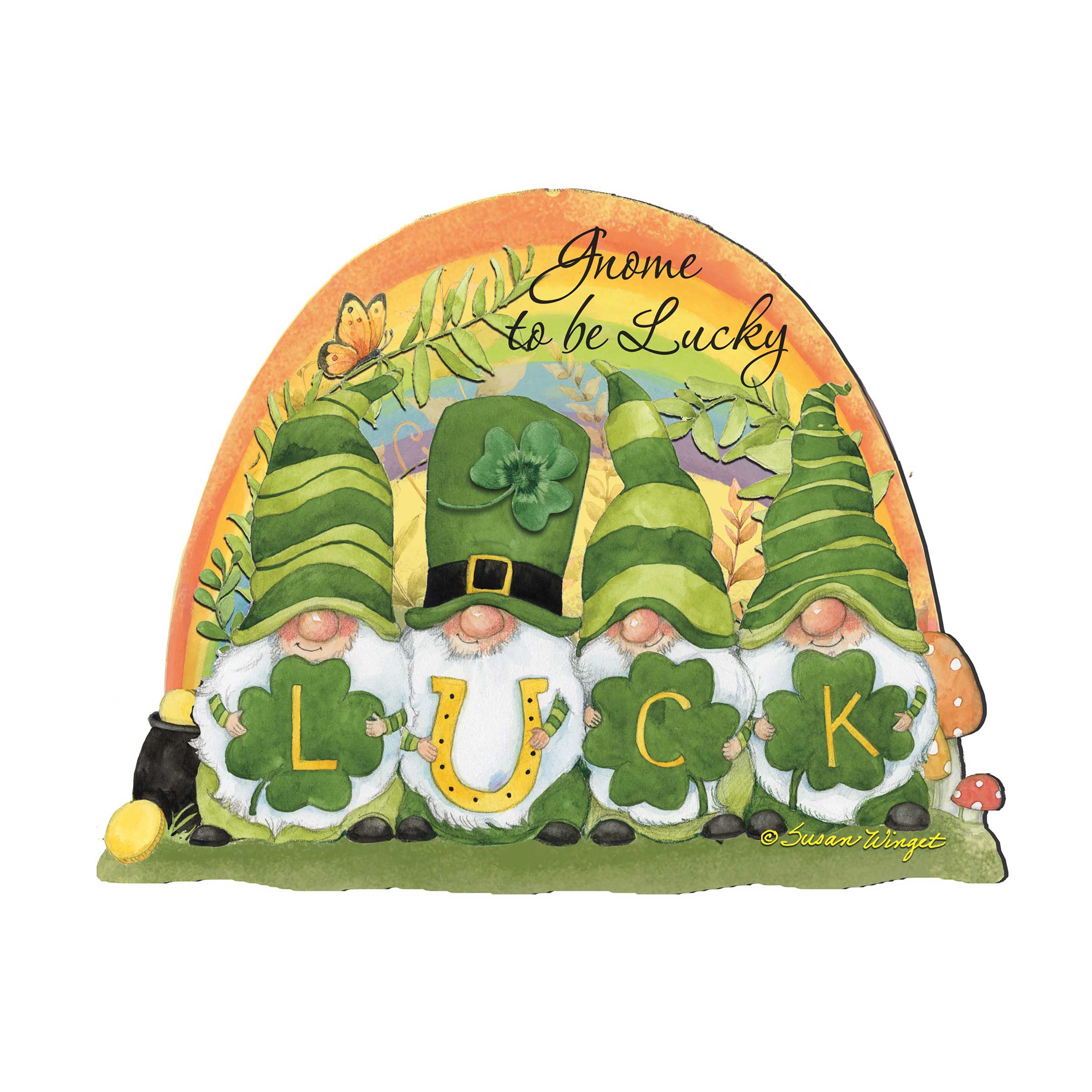 St Patrick's Gnome Holiday Door Decor by Susan Winget - Celtic Decor - 8471110H-SW