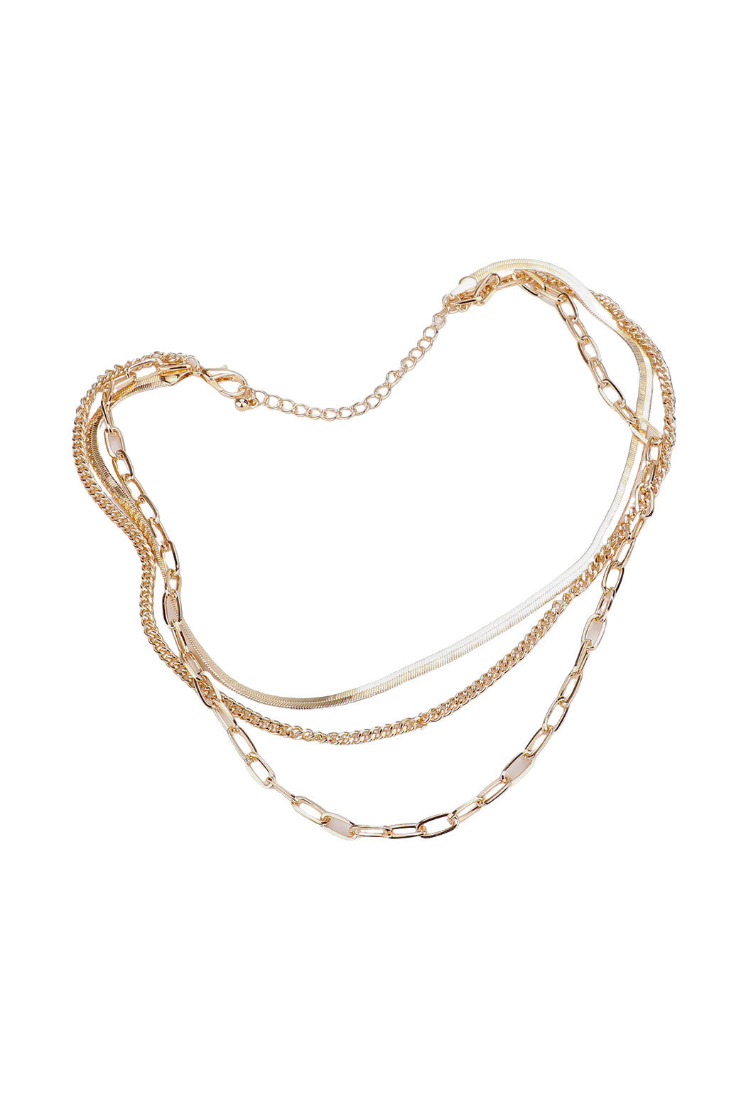 3 Layer Herringbone and Link Gold Necklace by Embellish Your Life