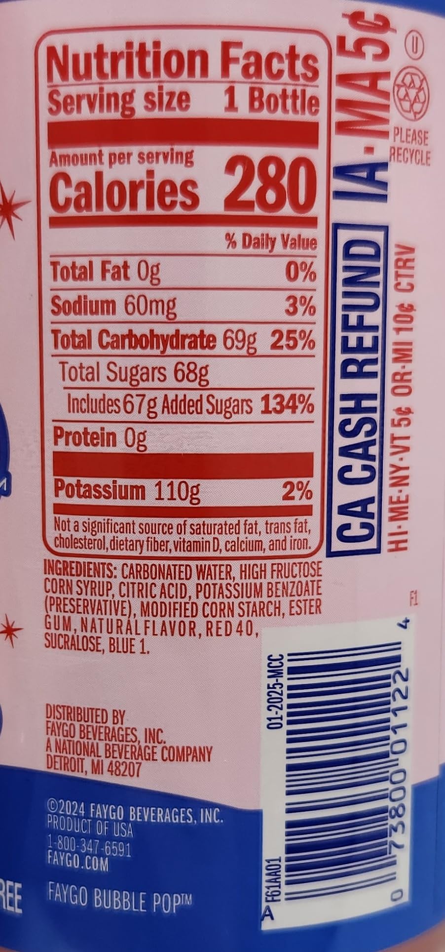 4 pack 20oz of Soda Pop Soft Drink 20oz Plastic Bottles Faygo Super Bubble (4pack, Bubble Pop)