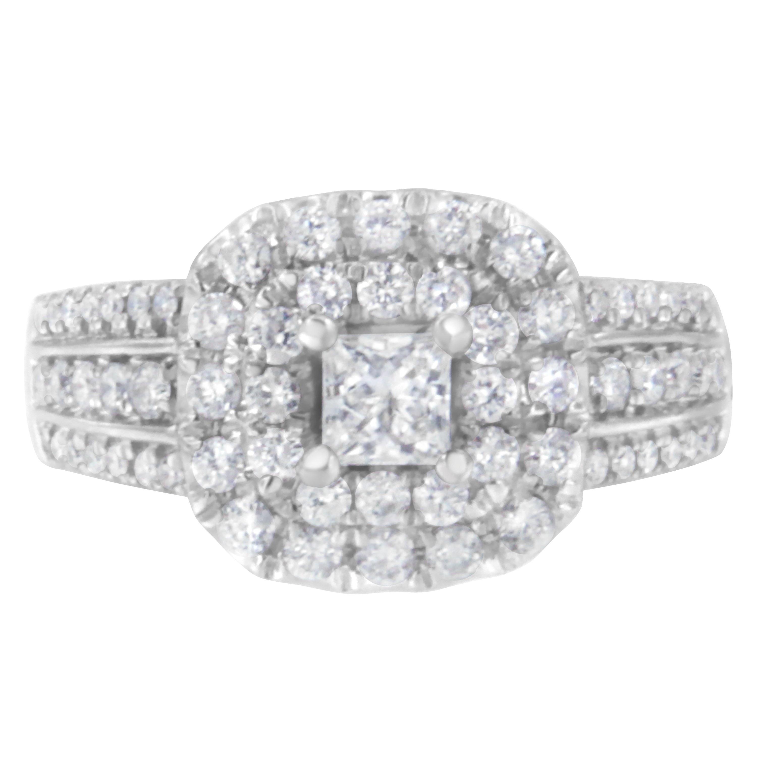 14Kt White Gold Diamond Cluster Ring (1 Cttw, H-I Color, I1-I2 Clarity)
