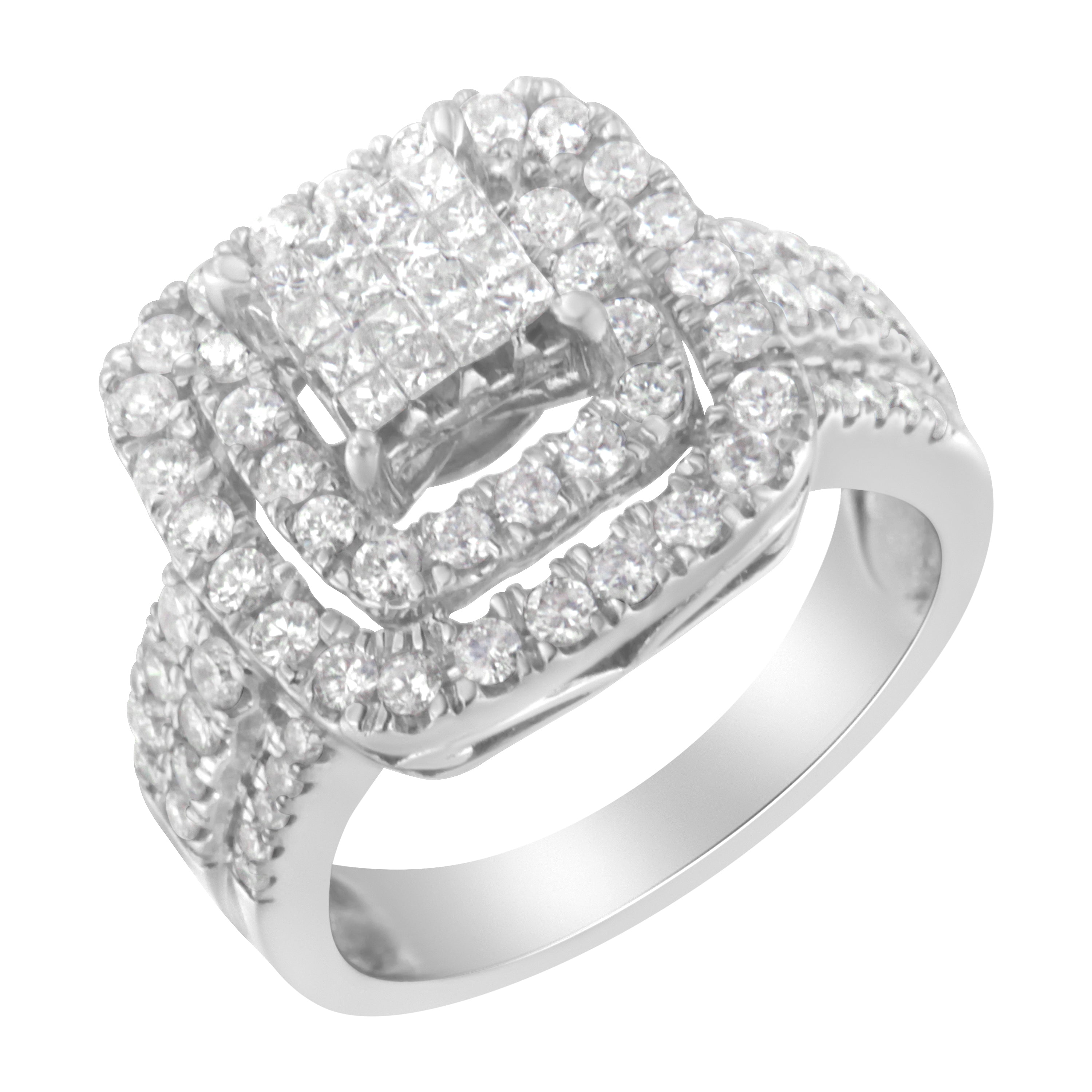 14Kt White Gold Diamond Cocktail Ring (1 1/2 Cttw, H-I Color, Si2-I1 Clarity)