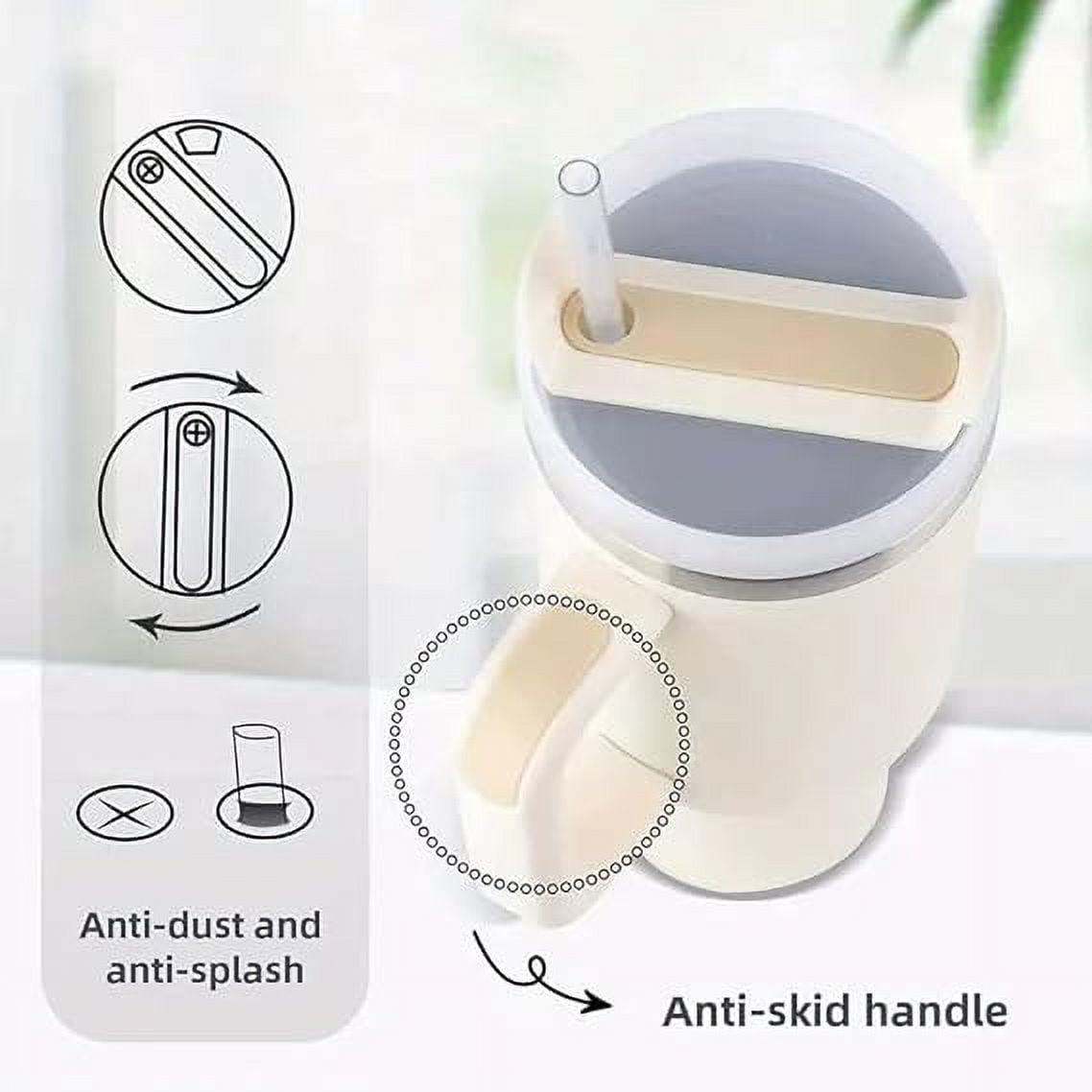 40 oz Water Tumbler Cup Stainless Steel Insulated Bottle Handle & Straw Travel