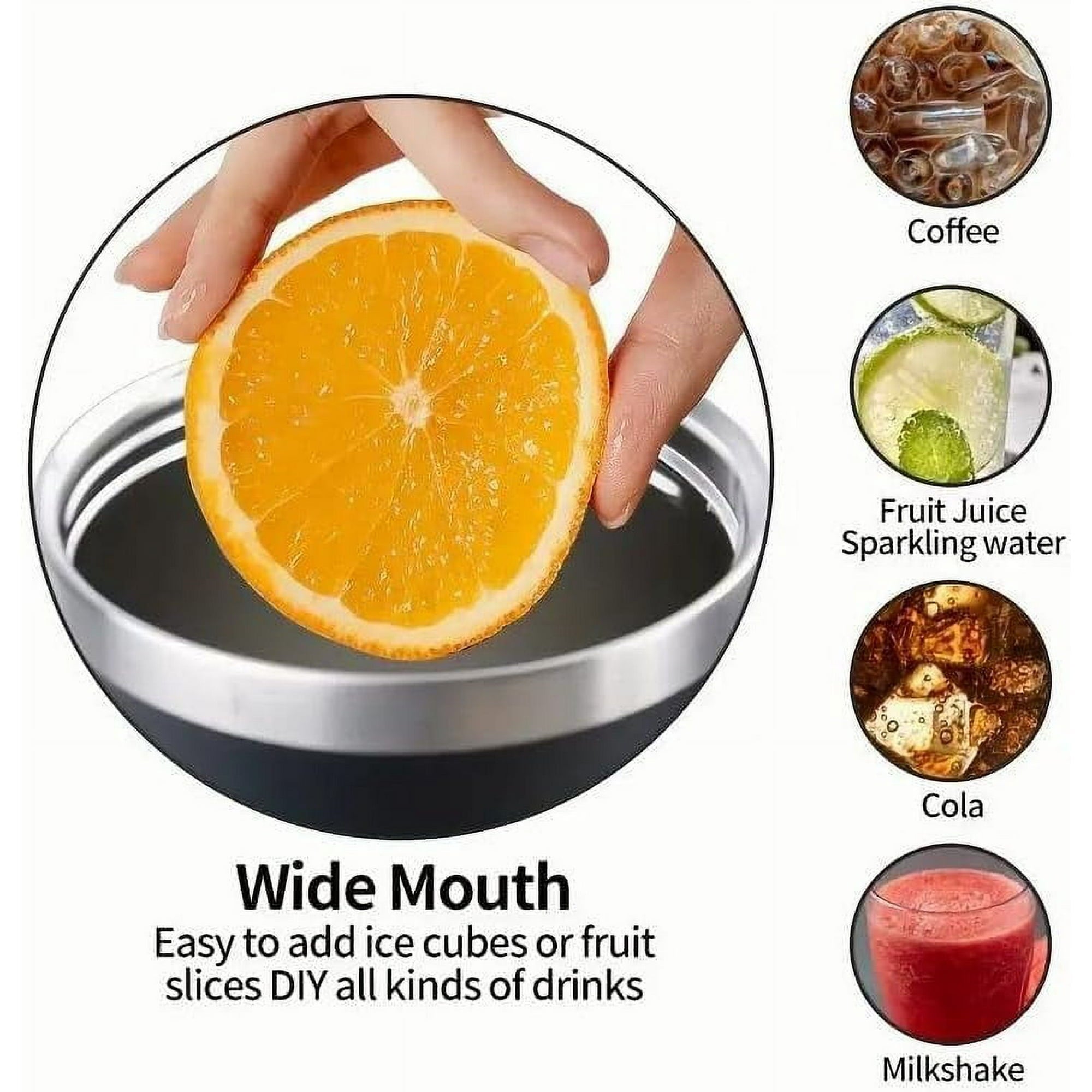 40 oz Water Tumbler Cup Stainless Steel Insulated Bottle Handle & Straw Travel