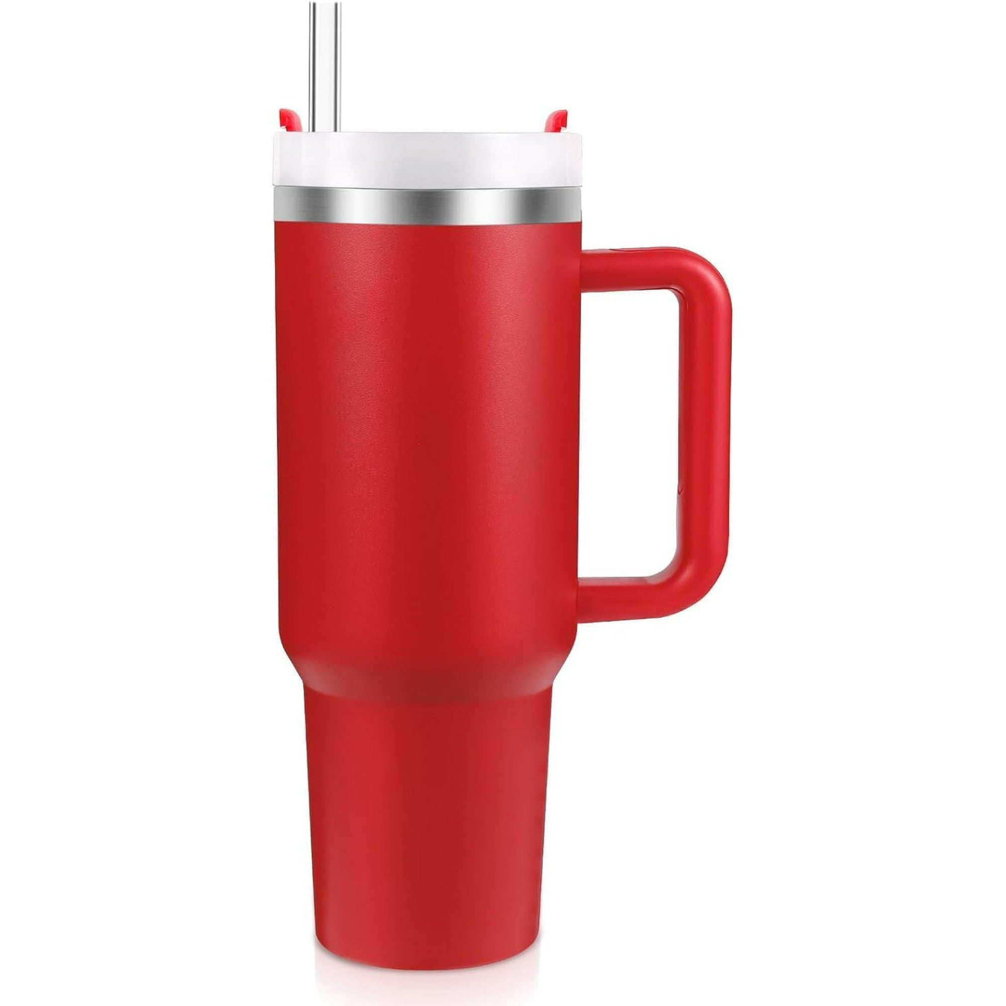 40 oz Water Tumbler Cup Stainless Steel Insulated Bottle Handle & Straw Travel