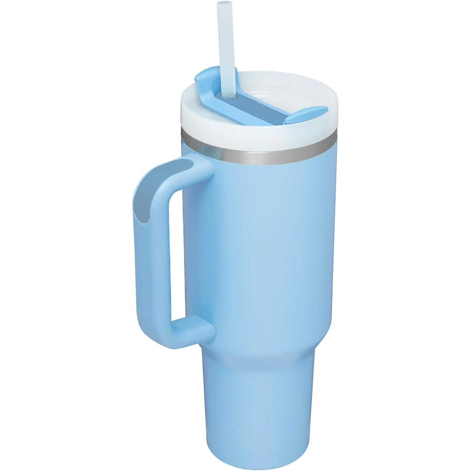 40 oz Water Tumbler Cup Stainless Steel Insulated Bottle Handle & Straw Travel