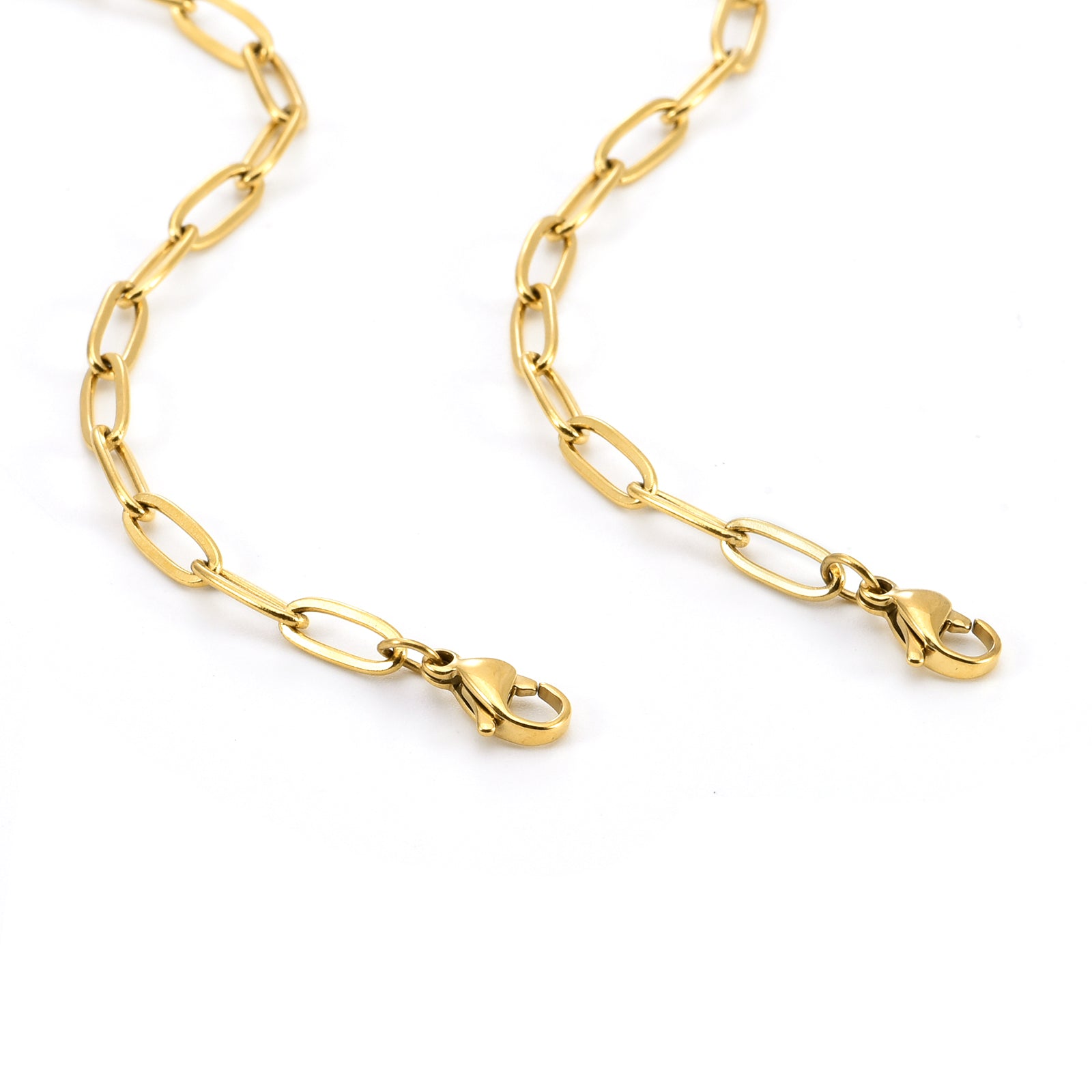 C400G B.Tiff Gold 2 Clasps Oval Paperclip Link Chain Necklace