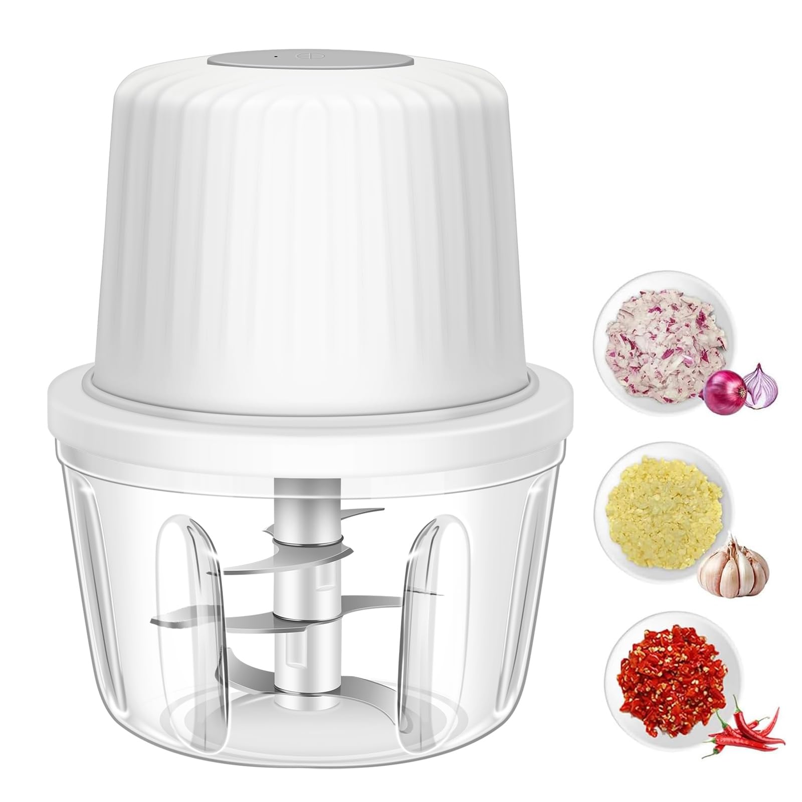 400ML Electric Garlic Chopper, 6 Blades Garlic Grinder Mini Vegetable Chopper, USB Portable Veggie Chopper, Garlic Mincer, Onion Chopper, Food Processor for Ginger, Chili, Fruit, Meat