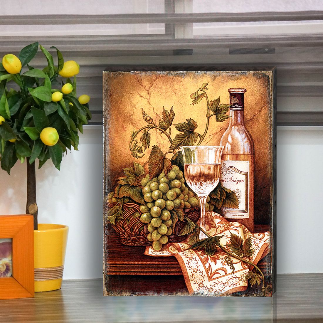 Avel Vine and Grapes Wooden Wall Art by Nature Wonders - Nature Wildlife Decor - 95349B