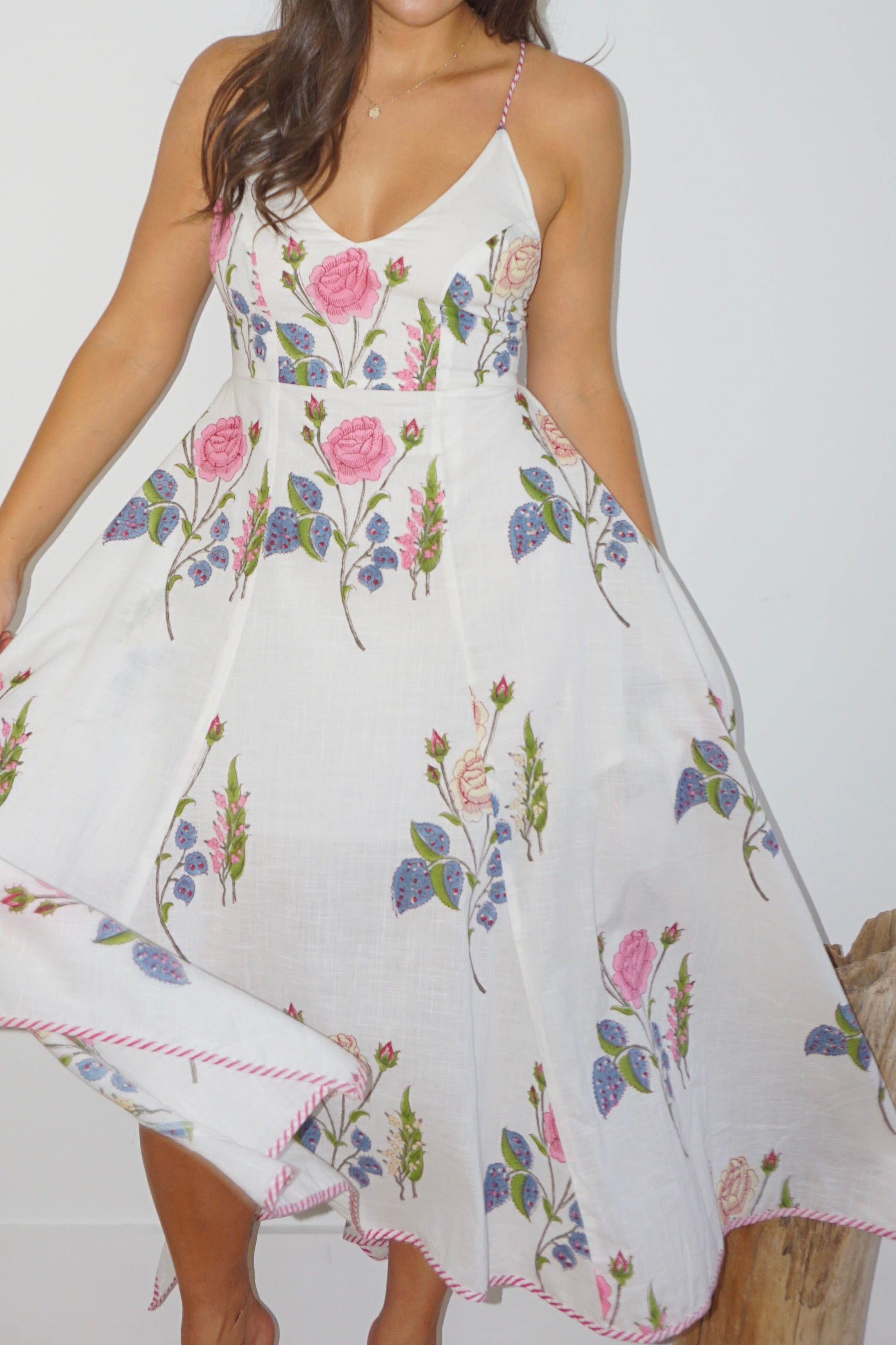 Cross Back Dress in Multi Rosette