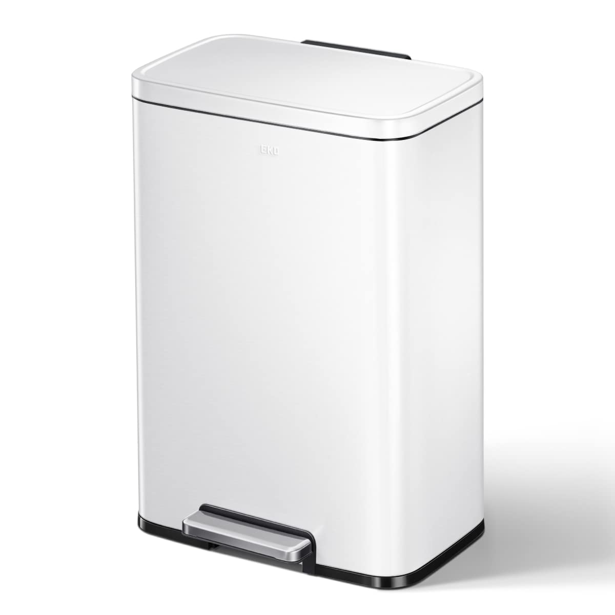 EKO Madison Matte White 50 Liter/13.2 Gallon Step Trash Can with Inner Liner - Fingerprint Resistant Finish