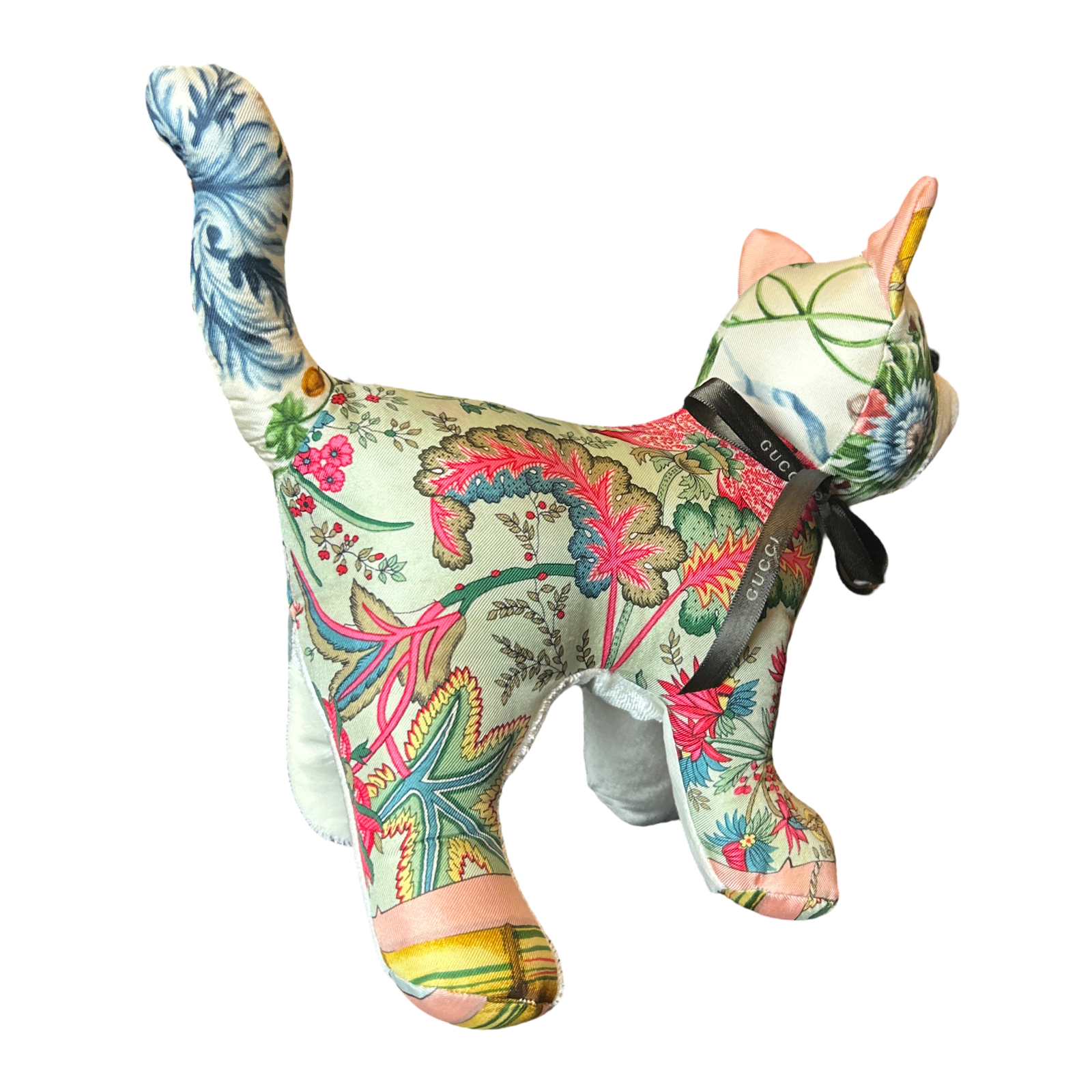 Chinoiserie Vintage Silk Scarf Patchwork Kitten