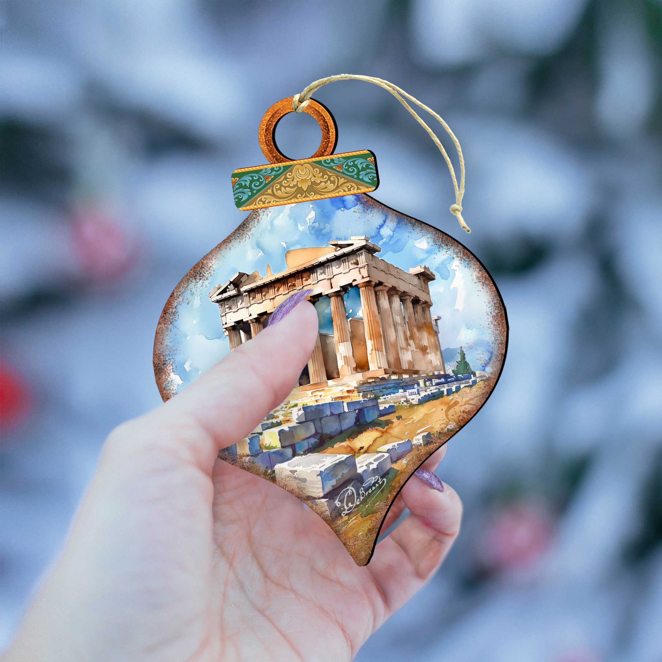 Santas Around the World - Greece Inspired Santa - Wooden Ornaments Set of 3 by G. DeBrekht Christmas Santa Snowman Decor - 8091316S3