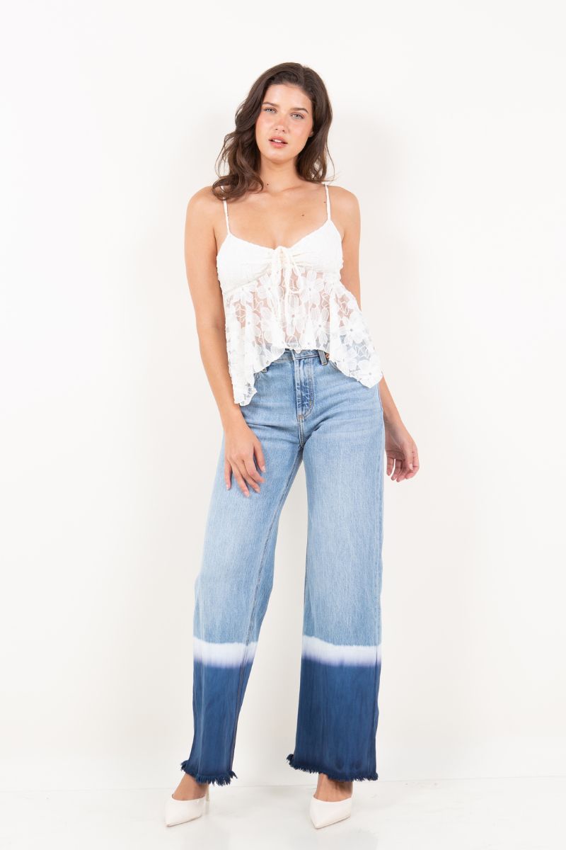 Vivid Horizon Color Dyed High Rise Baggy Wide Jeans
