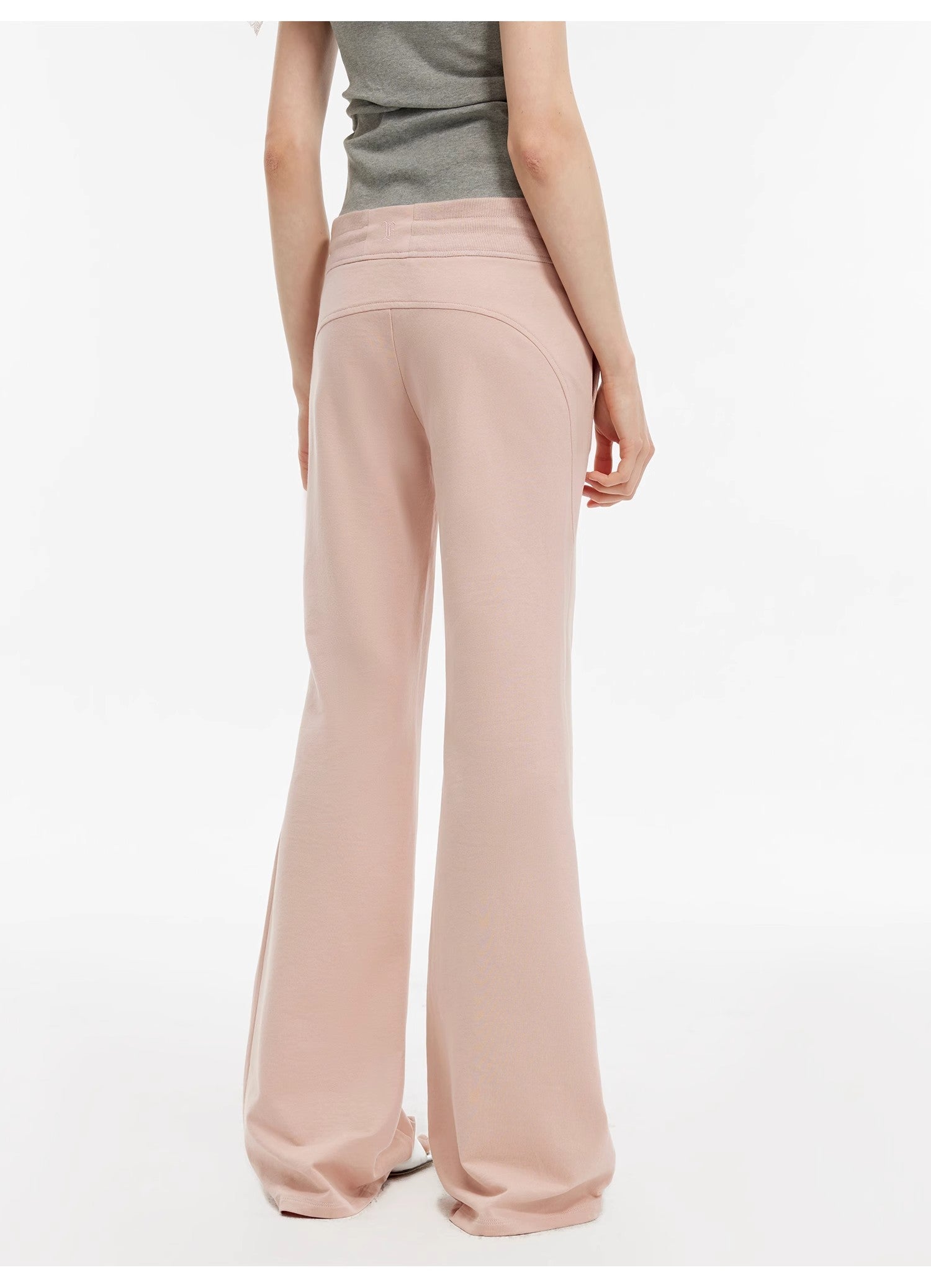 "American High Street" air-spun OE cotton fashionable low-rise fit wide waist drawstring flared pants-4