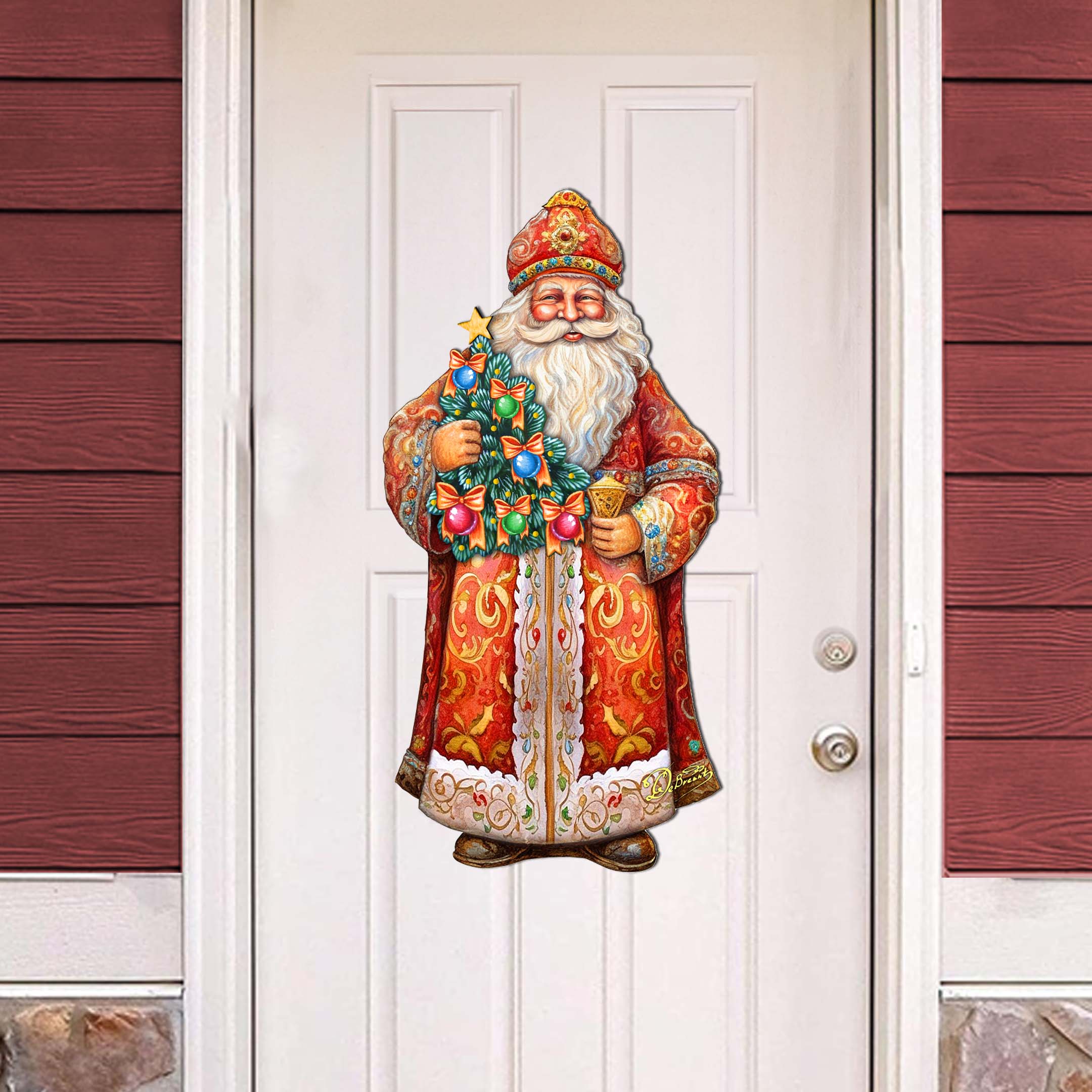 Santa's Tree of Joy Holiday Door Decor by G. Debrekht - Christmas Santa Snowman Decor - 8691418H