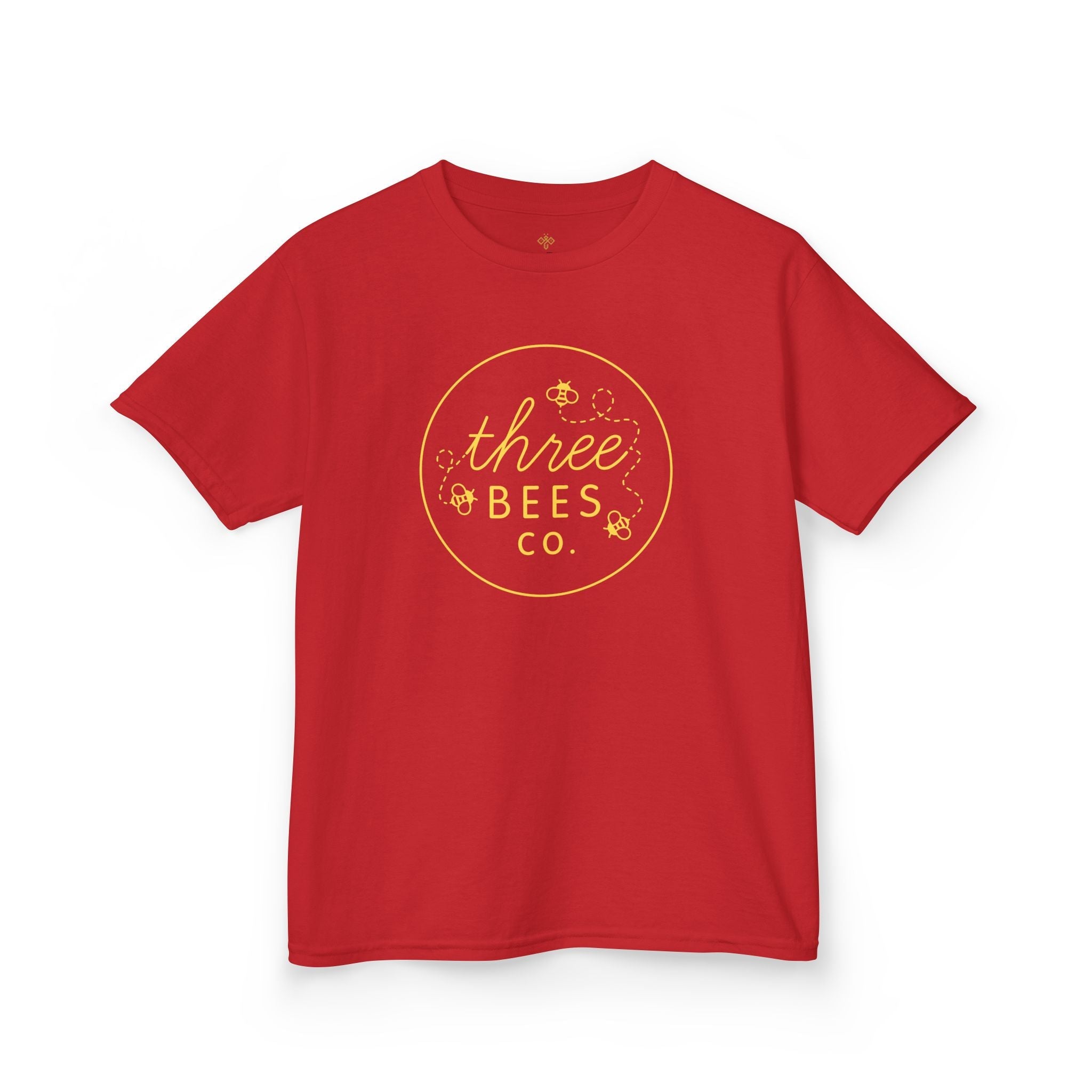 Kids Heavy Cotton Gildan Three Bees Classic Logo in Yellow Hive Tee