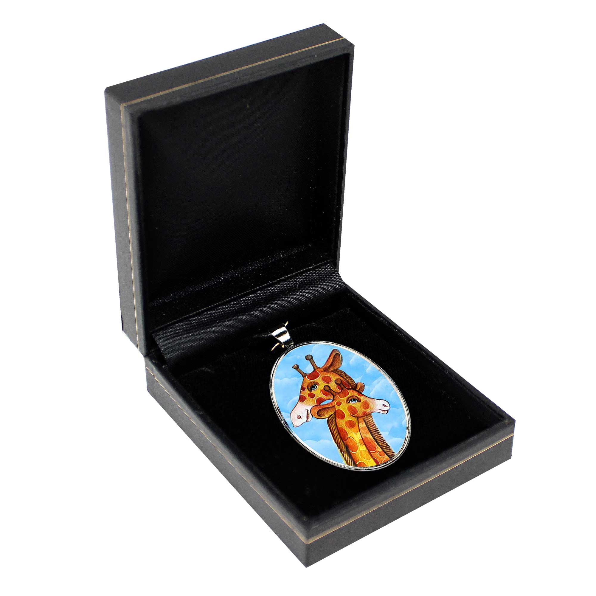 Giraffe Silver Plated Mother of Pearl Jewelry Necklace - 44018