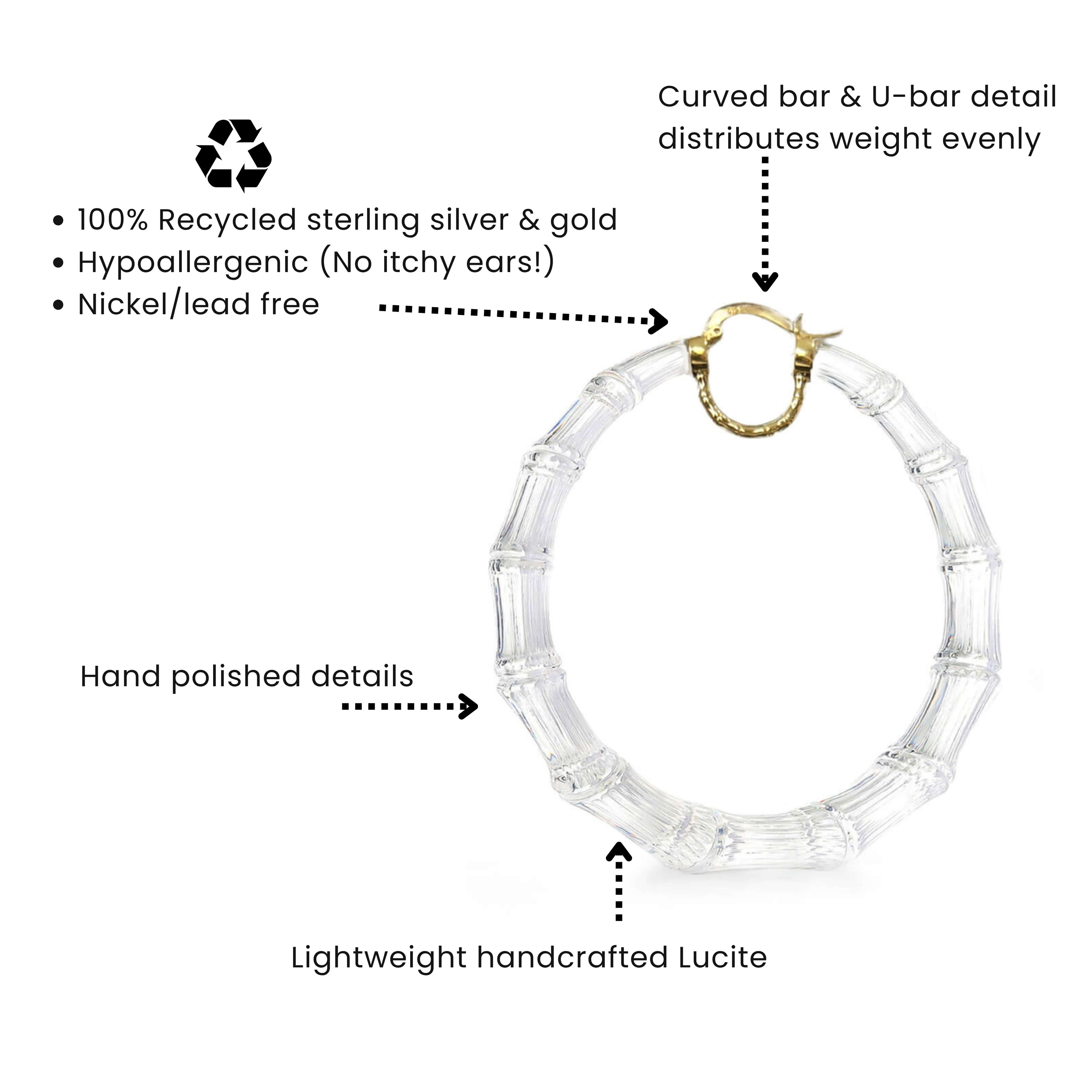 XL Lime Green Lucite Bamboo Hoop Earrings