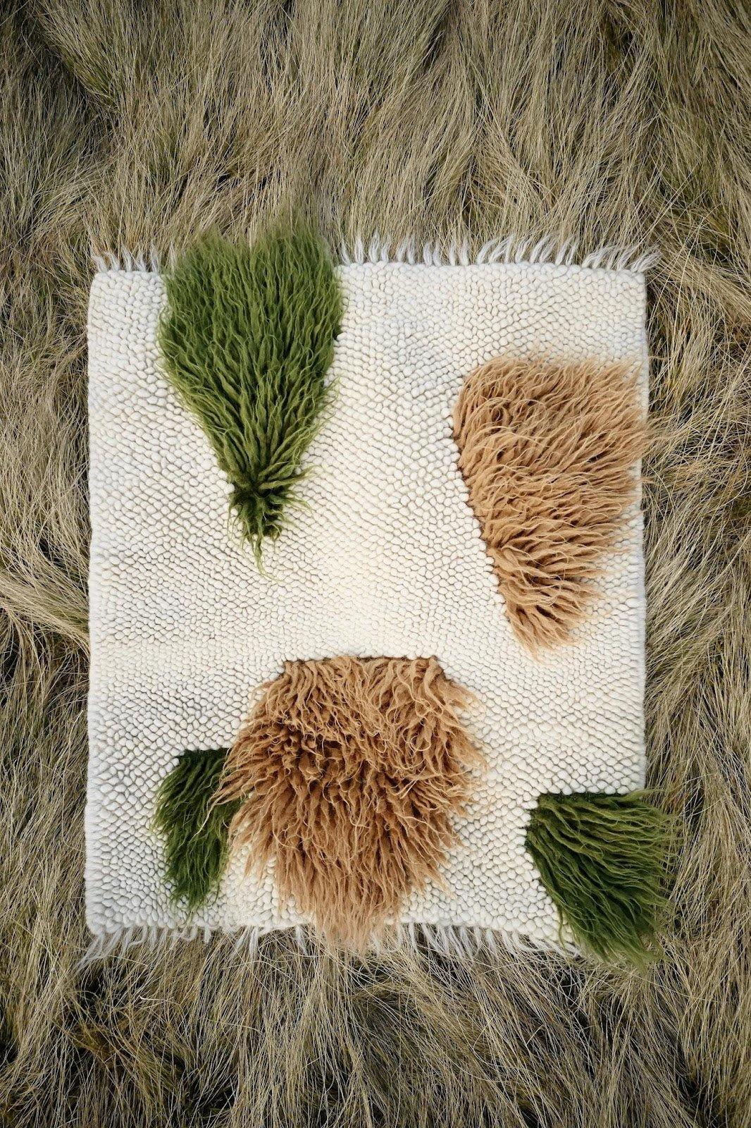 Handwoven Rug "Forest". Natural Sheep Wool