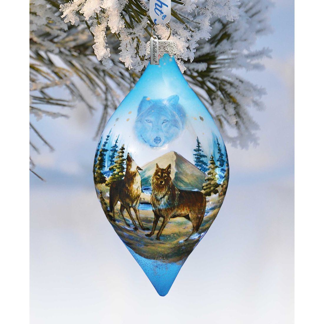 Winter Wolves Glass Ornament by G. DeBrekht - Wildlife Holiday Decor - 74173
