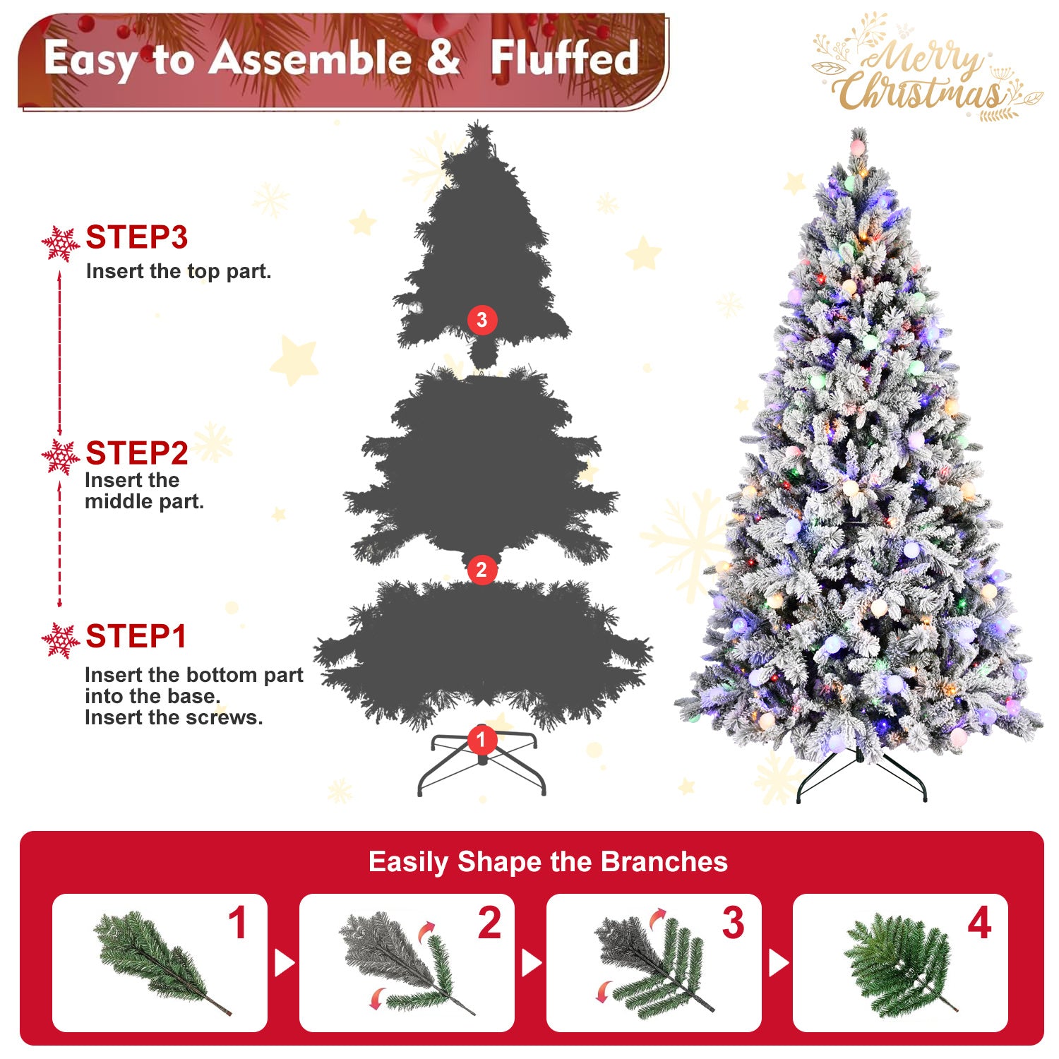 4ft Artificial Christmas Tree Prelit with Stand,100 Warm White LED Lights,Realistic 241 Branch Tips PVC Green Norwood Spruce Tree Easy Assembly for Indoor,Home