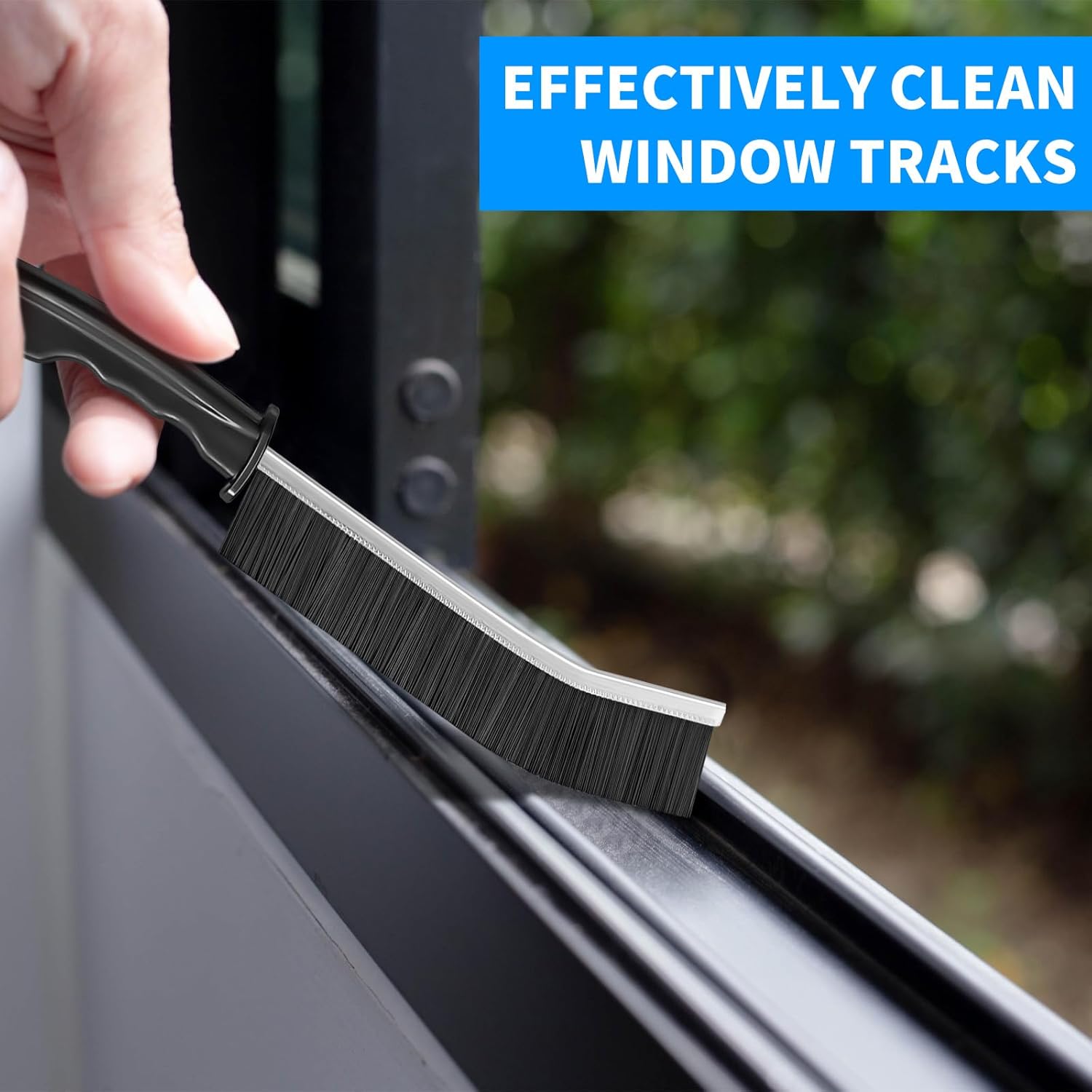 4TH Multi-Purpose Hard Bristle Crevice Cleaning Brush -Deep Reach Gap Cleaning Tool for Household Use -Versatile, Durable, Thin Brush to Clean Tight Spaces -4 Pcs, Black