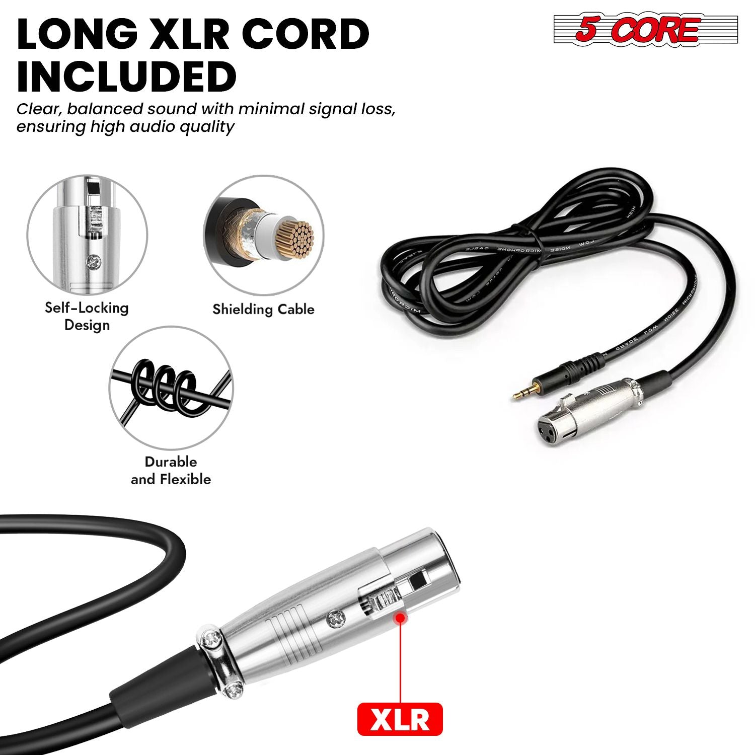 5 Core Boom Mic Professional Shotgun Microphone for Camera XLR Electret Condenser Interview Microfono for Reporter Video, Interview, Vlogging, Broadcast Mic - IM 320