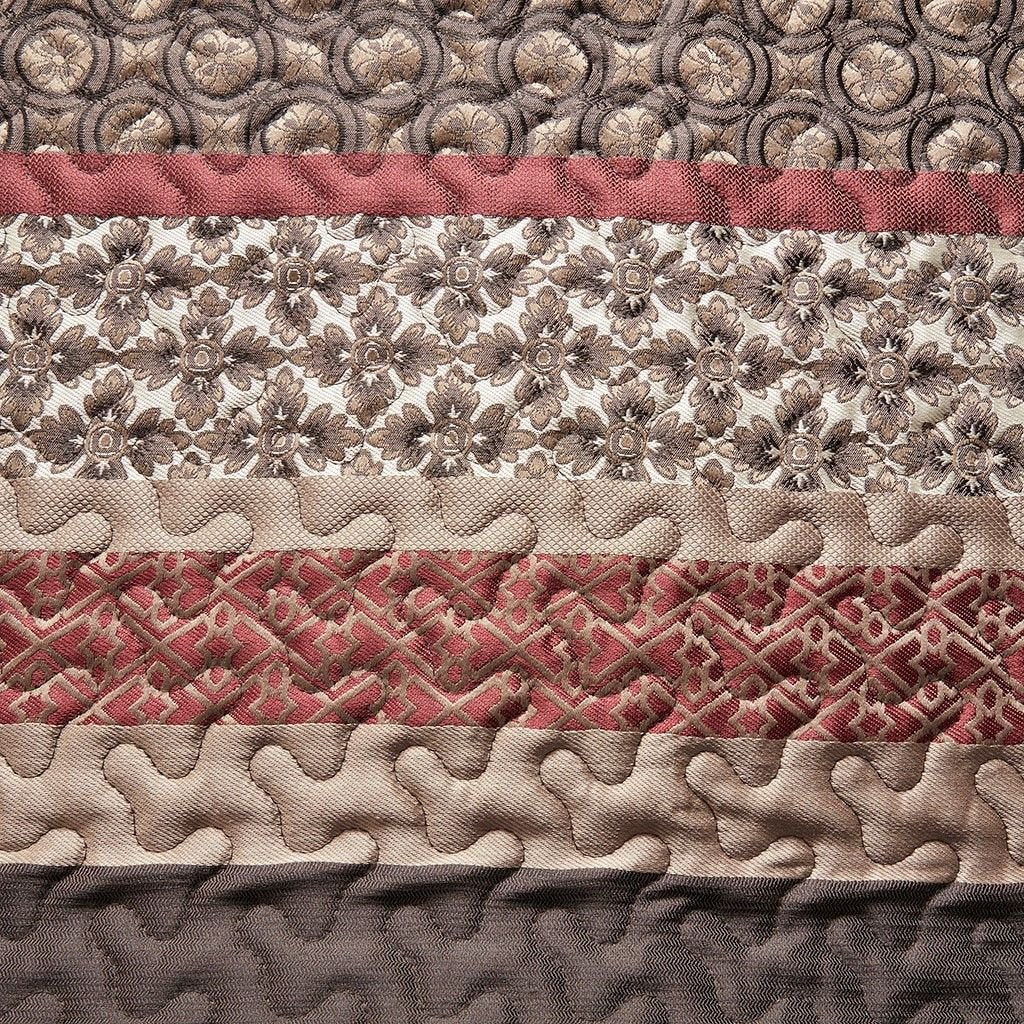 5 Piece Reversible Jacquard Bedspread Set Red King