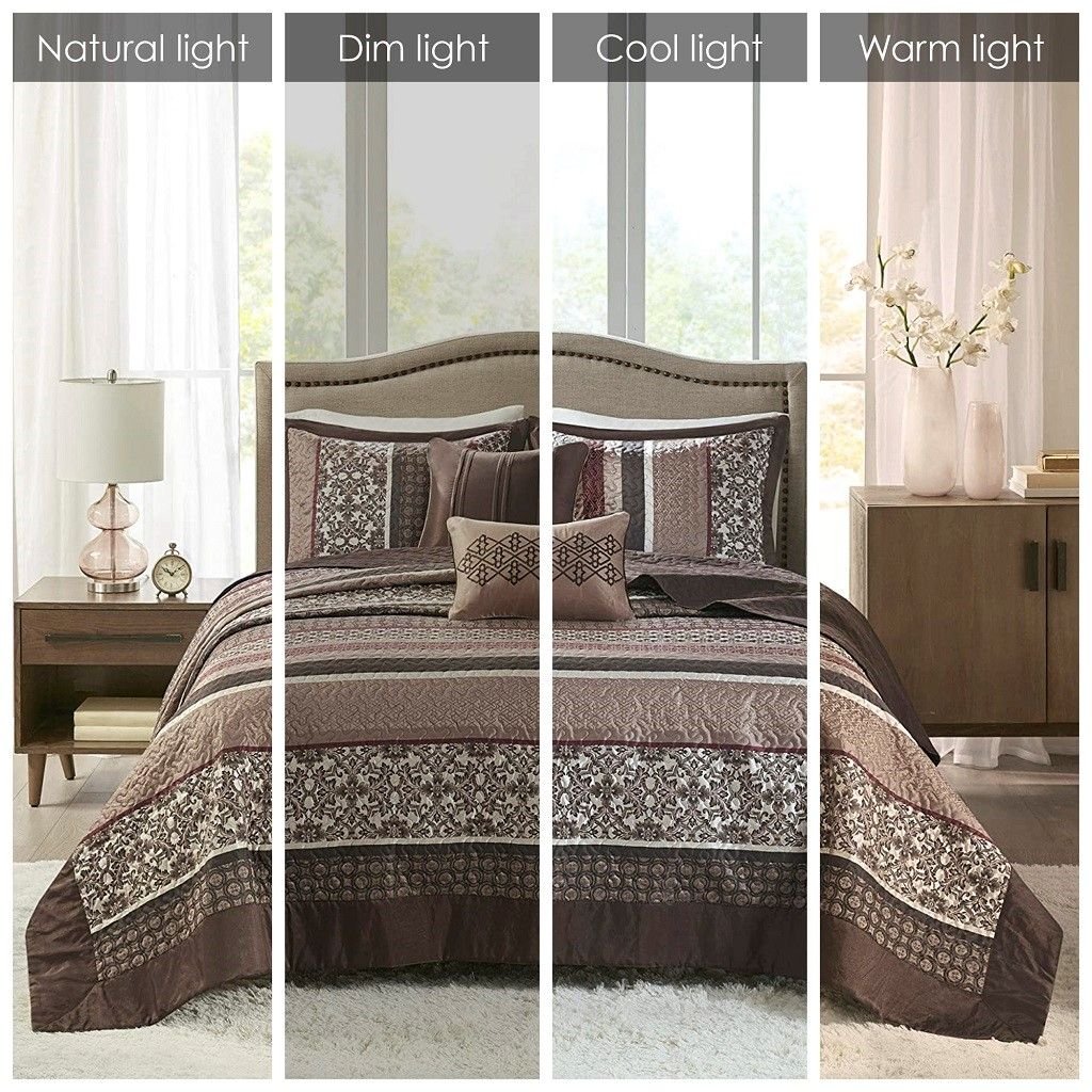 5 Piece Reversible Jacquard Bedspread Set Red King