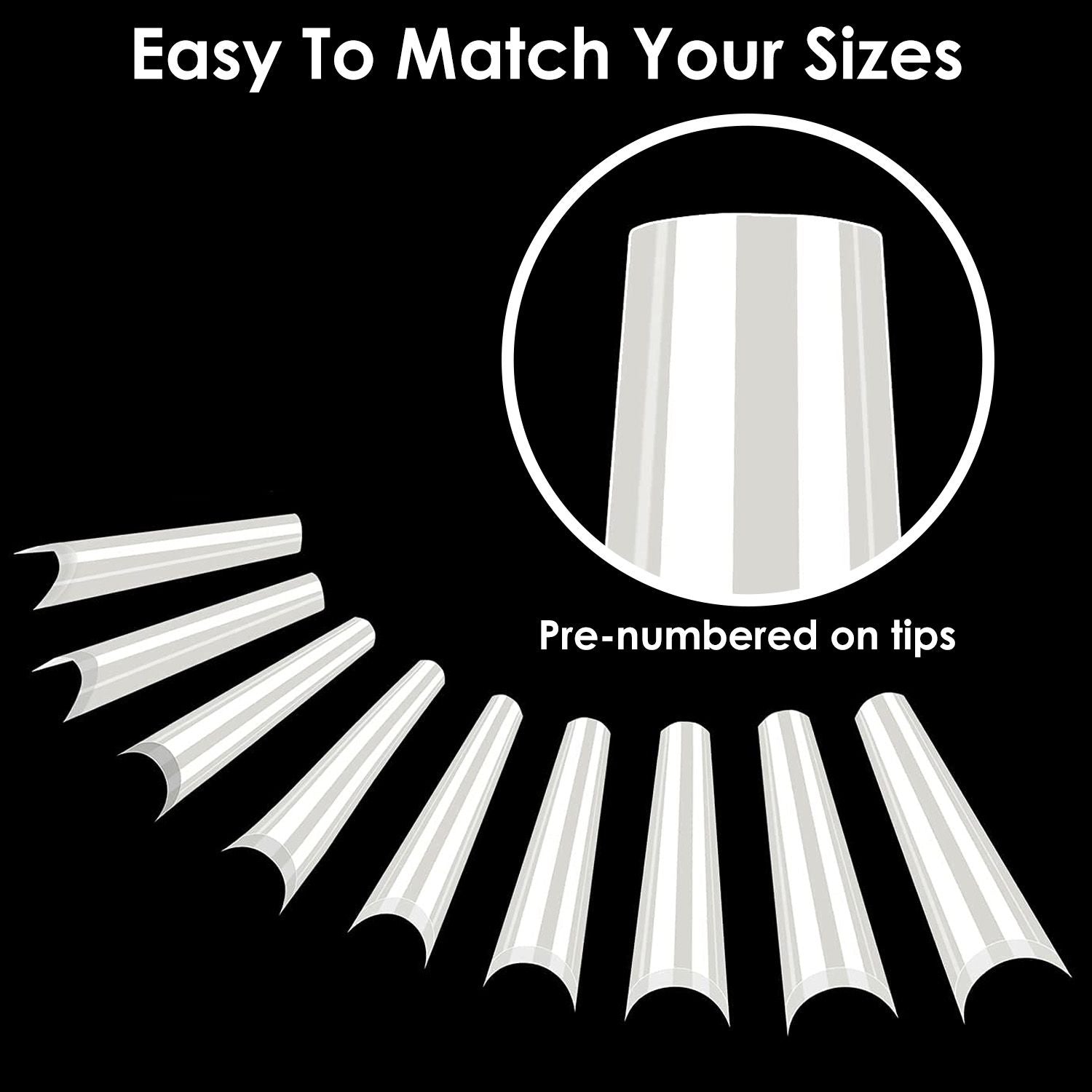 Brand 7DAY'S 500Pcs False Nail Tips C Curve Half Cover French Nails Extra Long Fake Finger Nails For Nail Art Salons Home DIY 10 Sizes