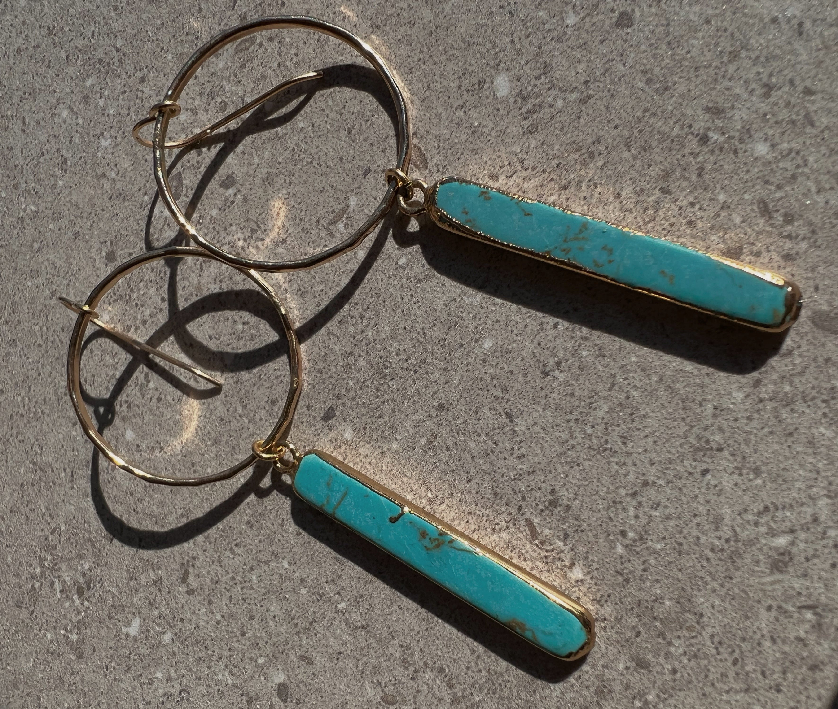 Mini Turquoise Bar Hoops by Toasted Jewelry