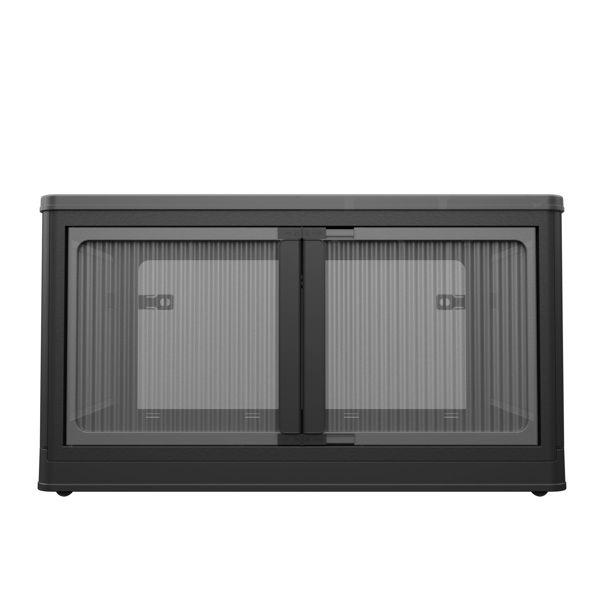 506QT 4-Pack Transparent Stackable Storage Bins with 5 Doors to Open with Wheels, Folding Plastic Craft Containers Large Closet Organizers Box for Bedrooms Living Rooms Study Kids' Toys, Black