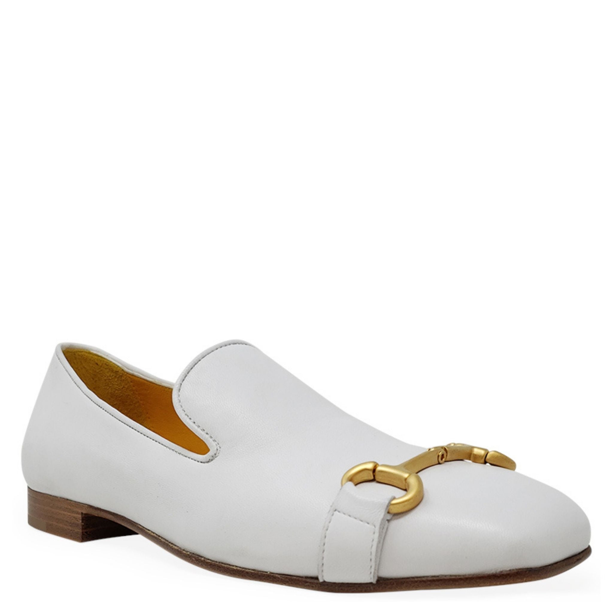 White Leather Square Toe Loafer