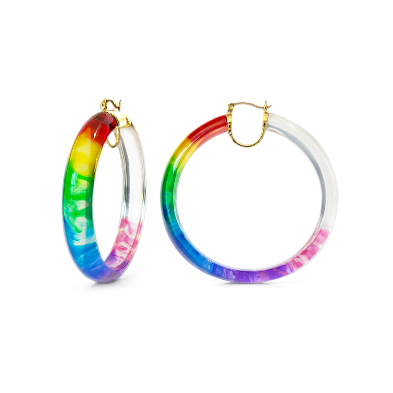 PRIDE Rainbow Tie Dye Lucite Hoops