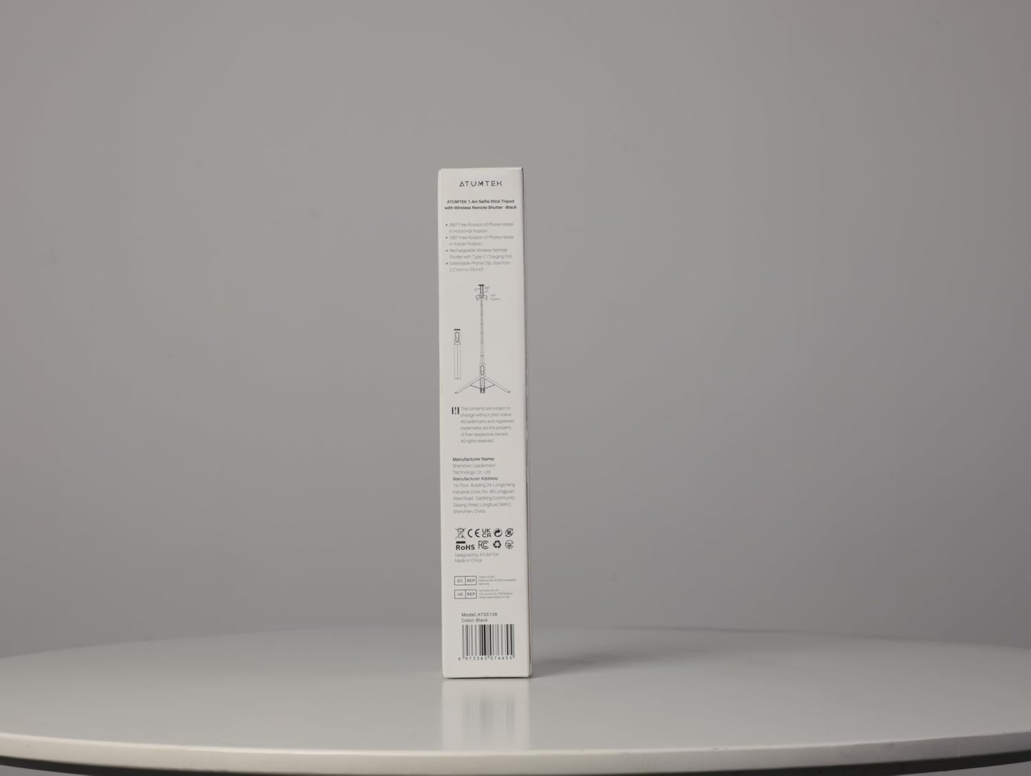 ATUMTEK Selfie Stick Tripod, All-in-one Extendable Aluminum Phone Tripod with Rechargeable Bluetooth Remote, 360 Rotatable for iPhone 16 Pro Max/15/14/13 Samsung Smartphones, Black