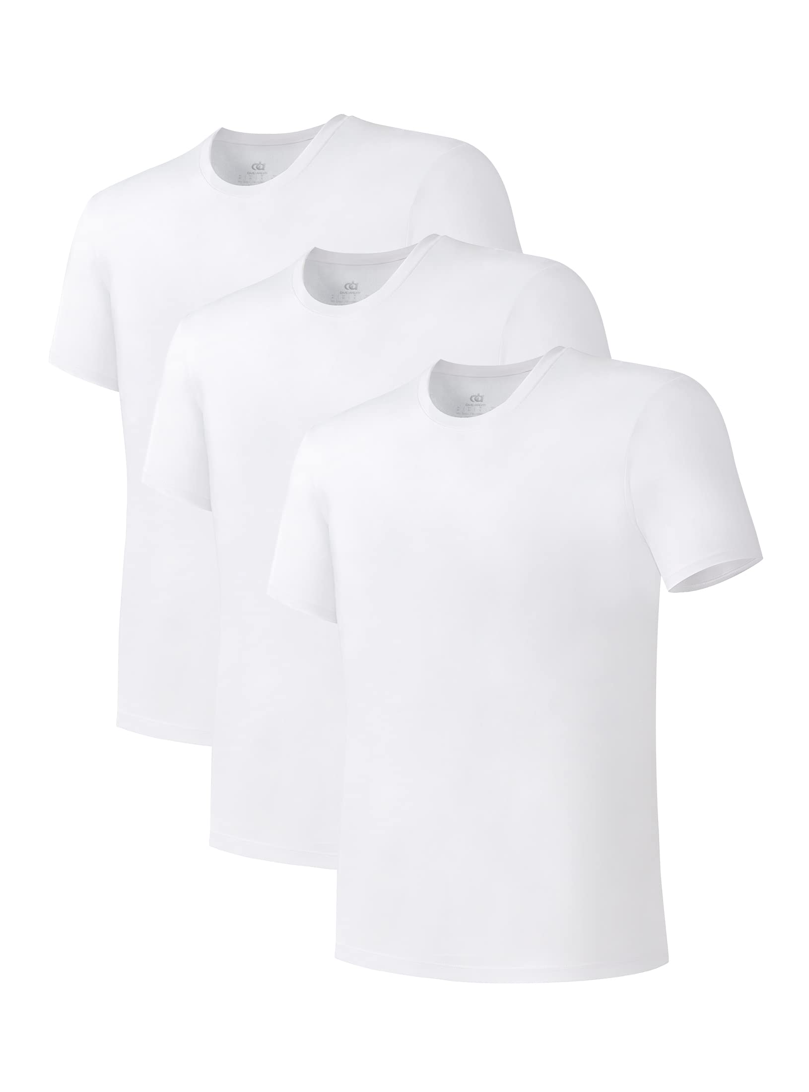 DAVID ARCHY Men's Undershirts Combed Cotton T-Shirt Soft Moisture-Wicking Undershirt Crew Neck or V Neck Tees 3 Pack