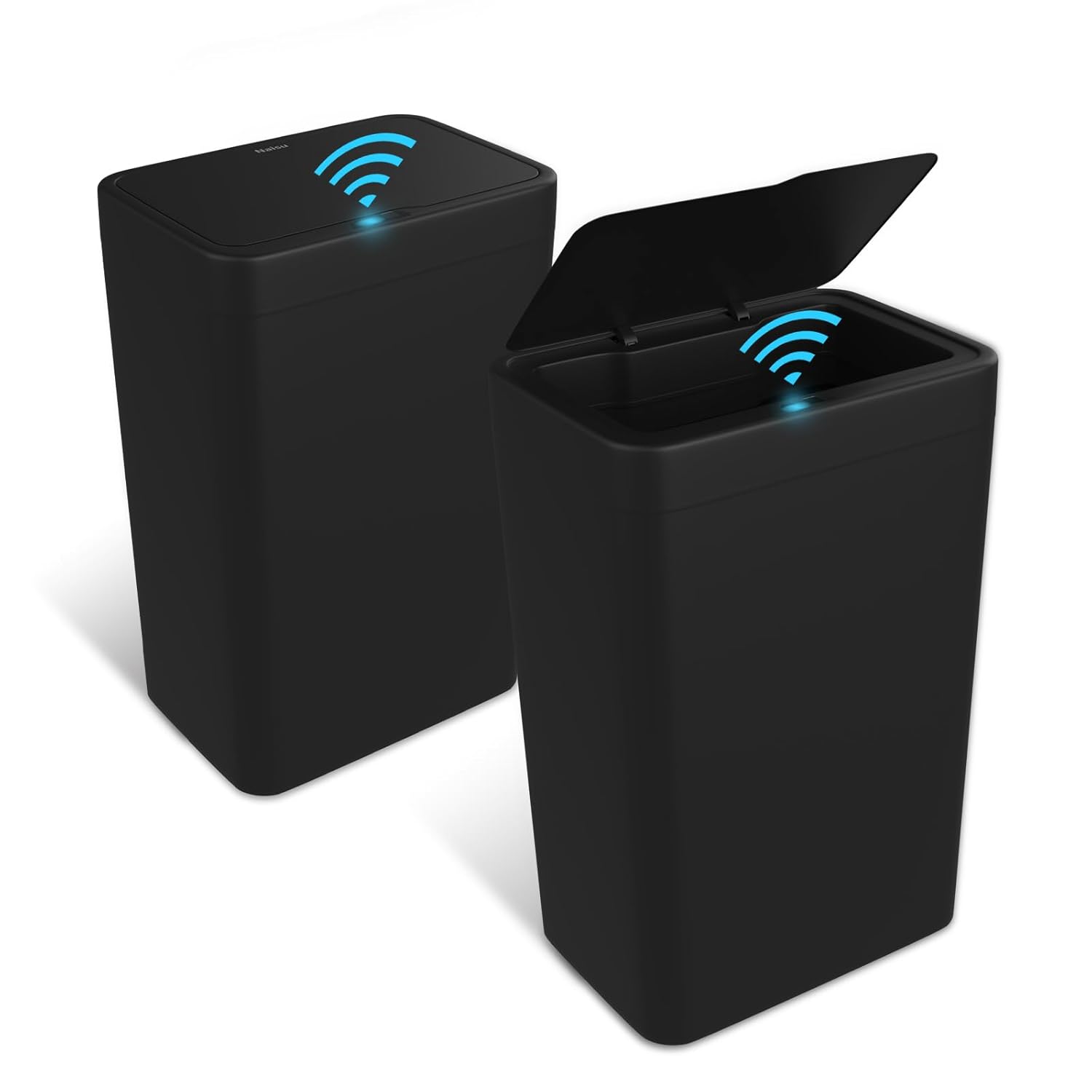 Naisu 2 Pack 4 Gal Bathroom Trash Can with Lid,Automatic Garbage Can with Touchless and Sealed Design,Slim Motion Sensor Waterproof Plastic Trash Bin Suitable for Bedrooms,Bathrooms,Kitchens,(Black)