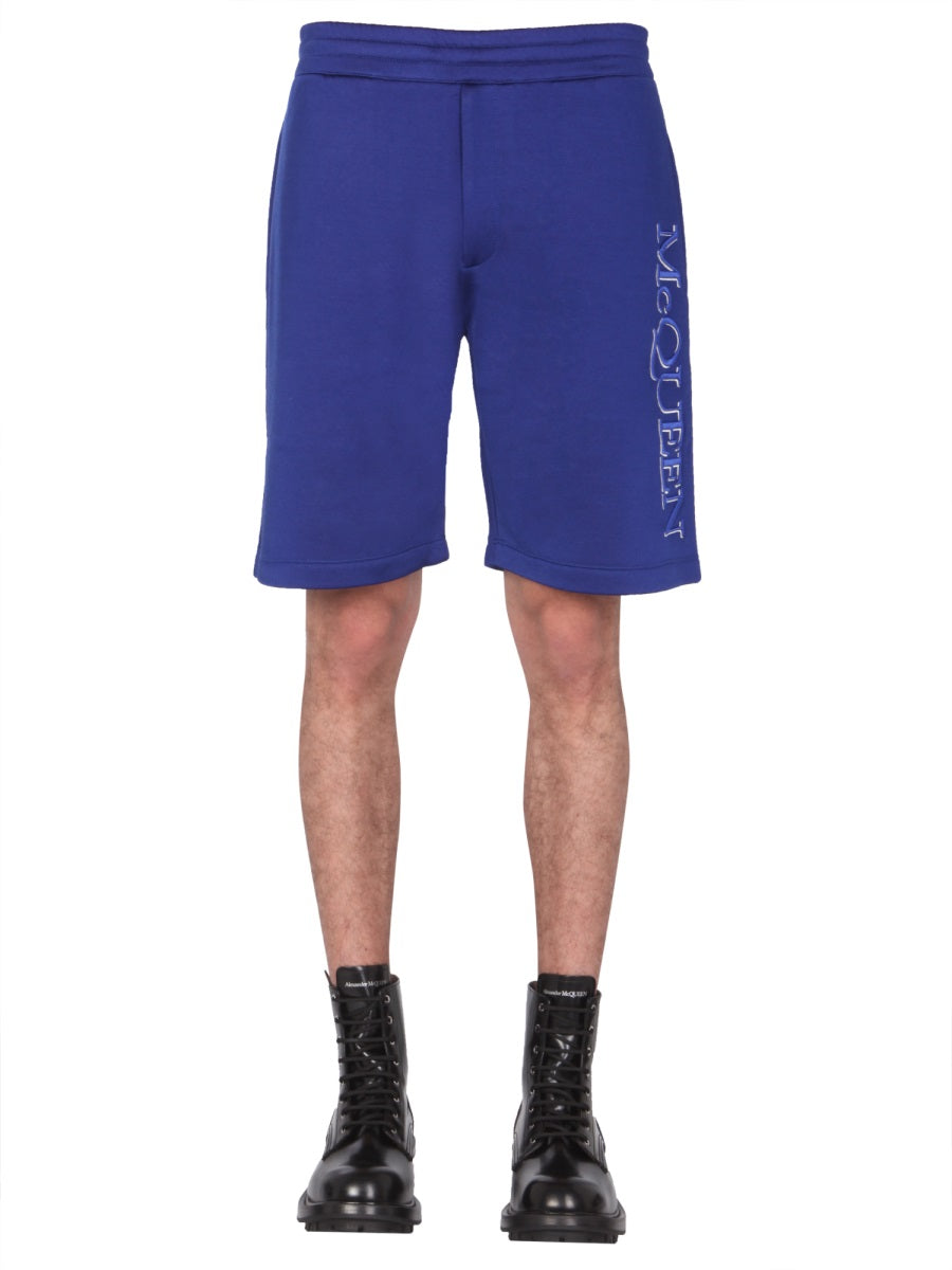 Alexander Mcqueen Men Shorts With Embroidered Logo