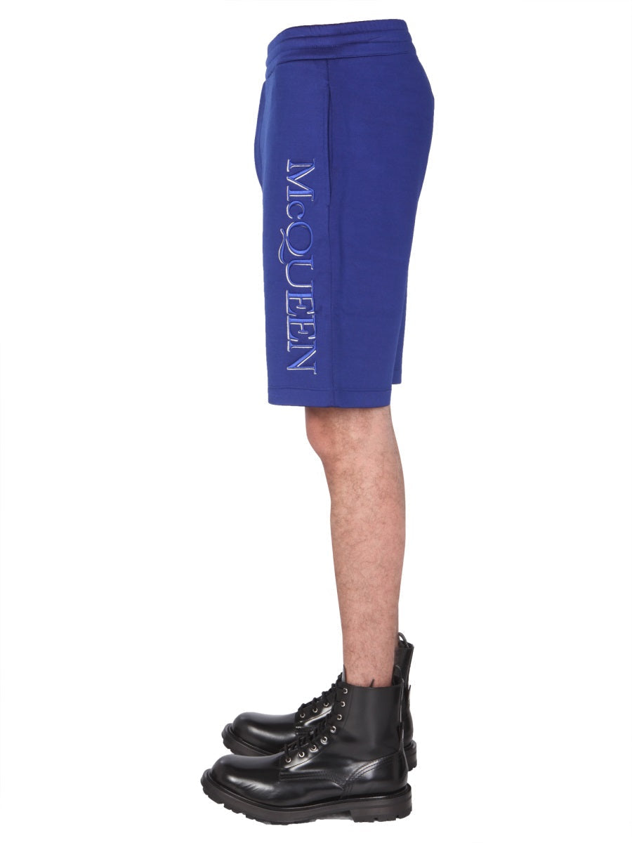 Alexander Mcqueen Men Shorts With Embroidered Logo