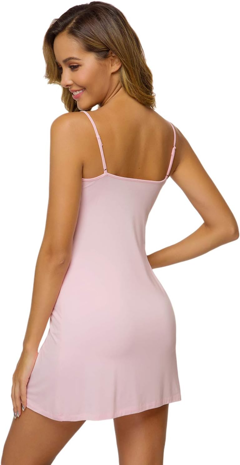 WiWi Slip Dress for Women Viscose from Bamboo Spaghetti Strap Lingerie Sexy Nightgowns Plus Size Sleep Chemise S-4X