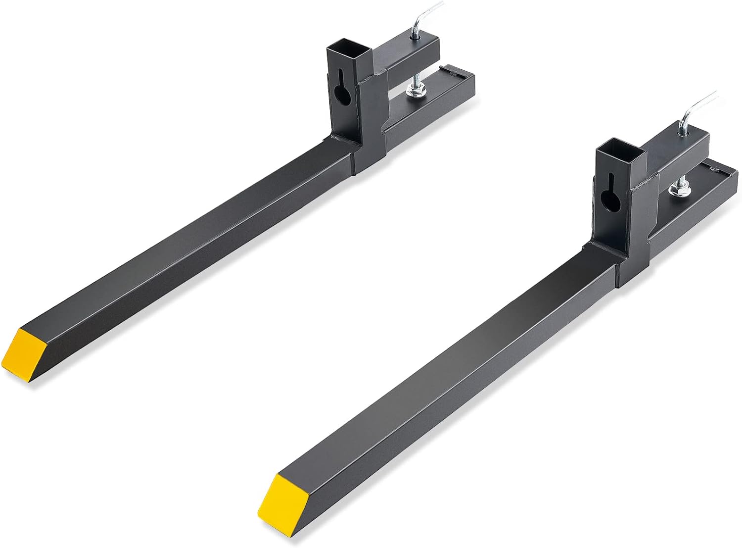 VEVOR Pallet Forks, 4000 lbs Clamp on Pallet Forks, 60" Total Length Heavy Duty Pallet Forks with Adjustable Stabilizer Bar, Tractor Bucket Forks for Loader Bucket Skid Steer Tractor