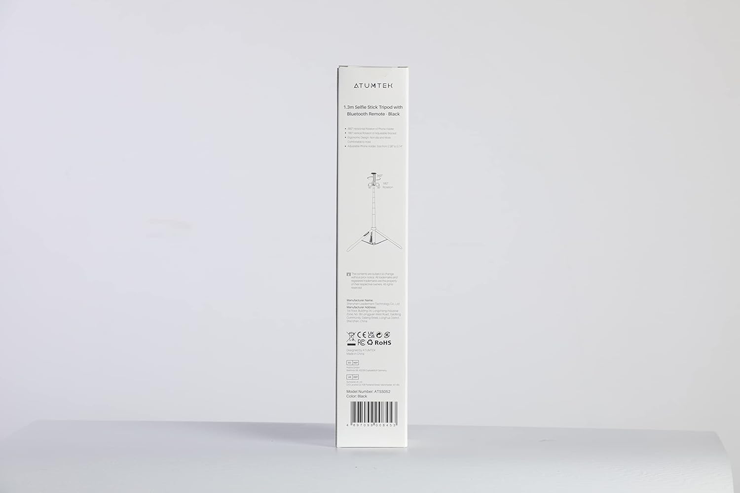 ATUMTEK 51" Selfie Stick Tripod, All in One Extendable Phone Tripod Stand with Bluetooth Remote 360° Rotation for iPhone and Android Phone Selfies, Video Recording, Vlogging, Live Streaming, Black