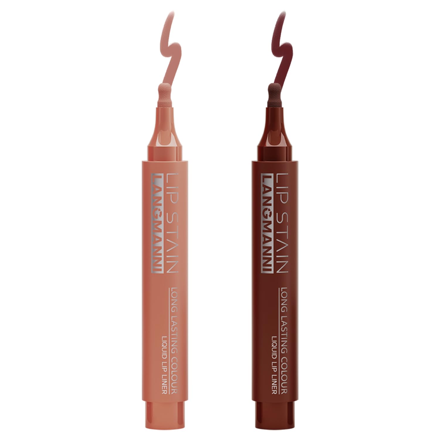 Jolilab 4 Colors Lip Stain Set:Marker Matte Liquid Lip Stain Pen,Highly Pigmented,Long-Lasting,Lip Liner Lip Contour Multi-Use.(#01+02+03+04)