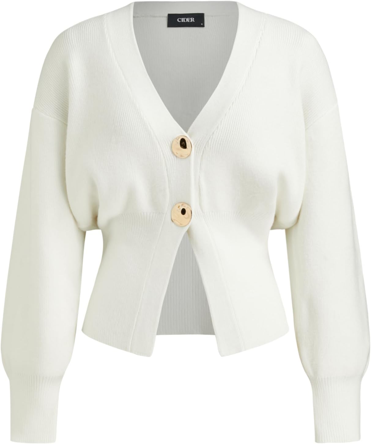 CIDER Cardigan Sweater for Women Knitted Long Sleeve V Neck Trendy Open Front Sweaters with Gold Buttons