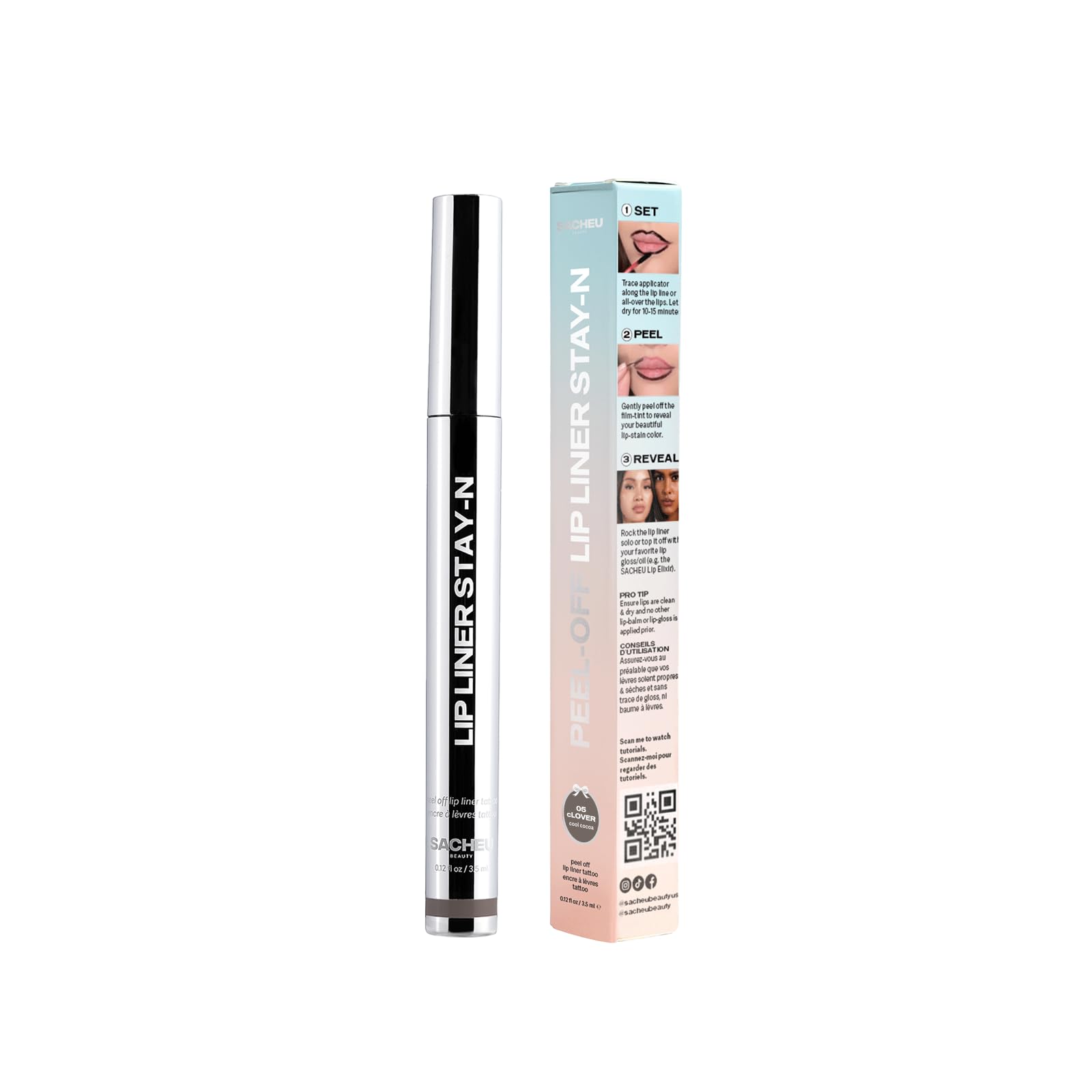 Sacheu Lip Liner STAY-N Peel Off Lip Stain — Long Lasting Matte Lip Tattoo Transfer Proof Lipstain Infused with Hyaluronic Acid & Vitamin E for All Skin Types — Vegan & Cruelty-Free, p-INKED